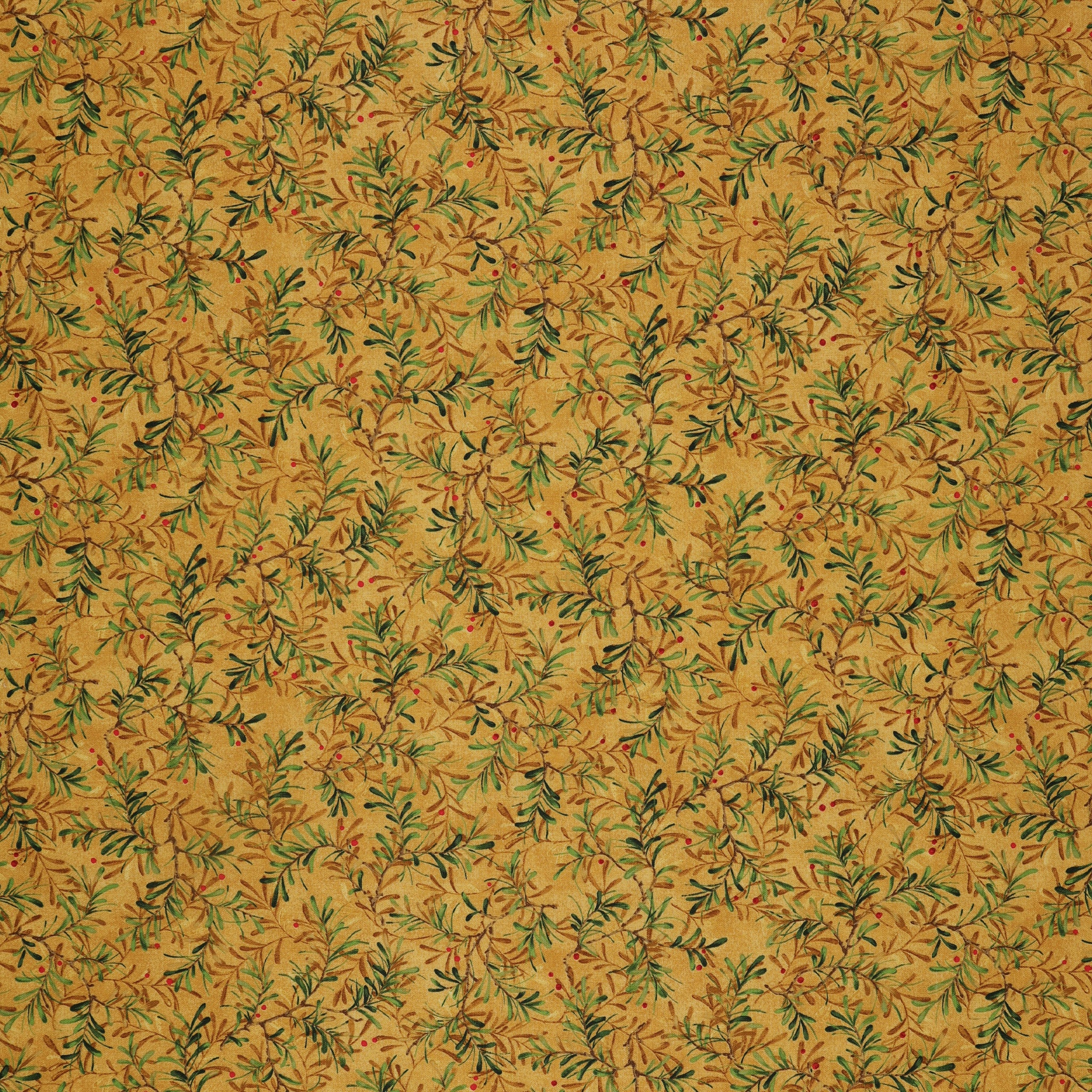 12 Days of Christmas Fabric Collection - Pine Boughs Gold