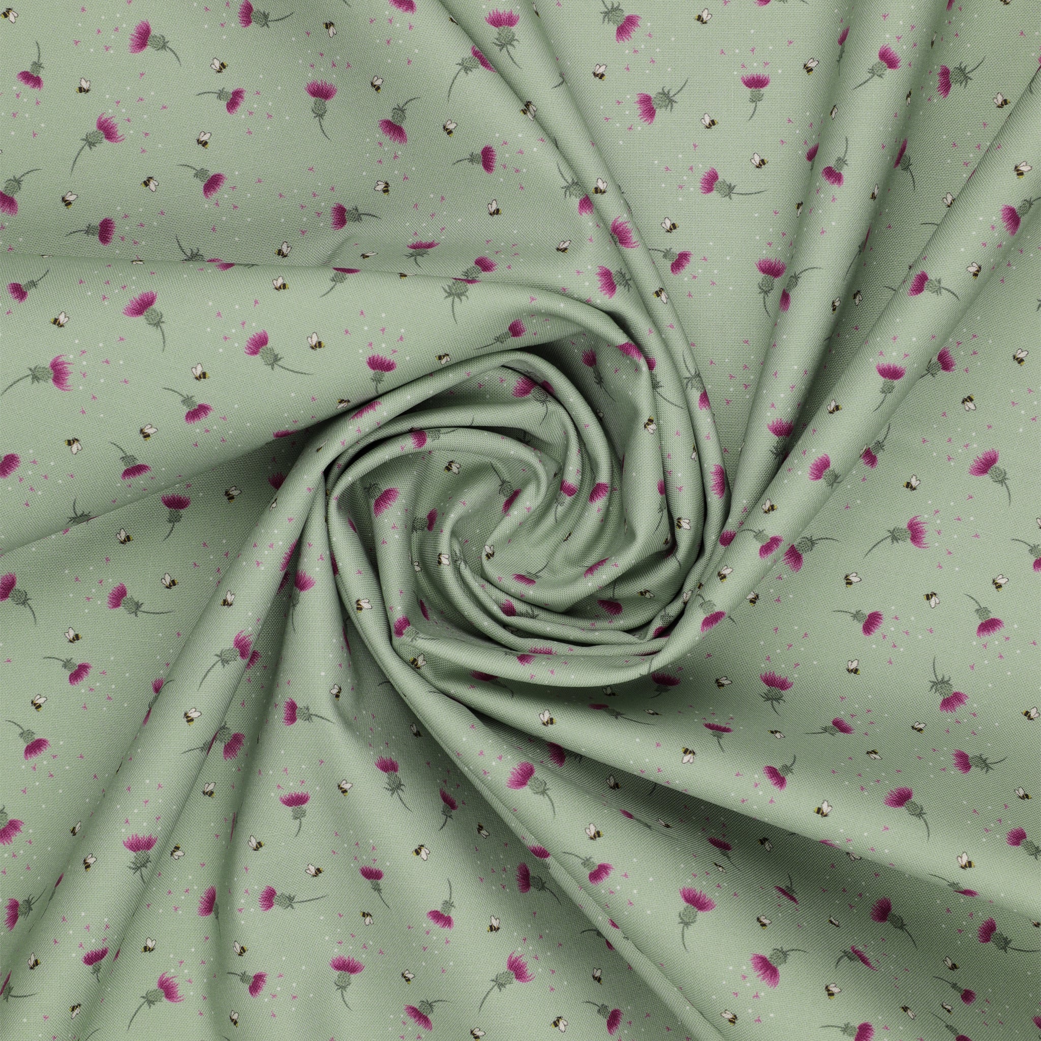 A Celtic Summer Fabric Collection - Bee Thistle Sage Green - Image 2