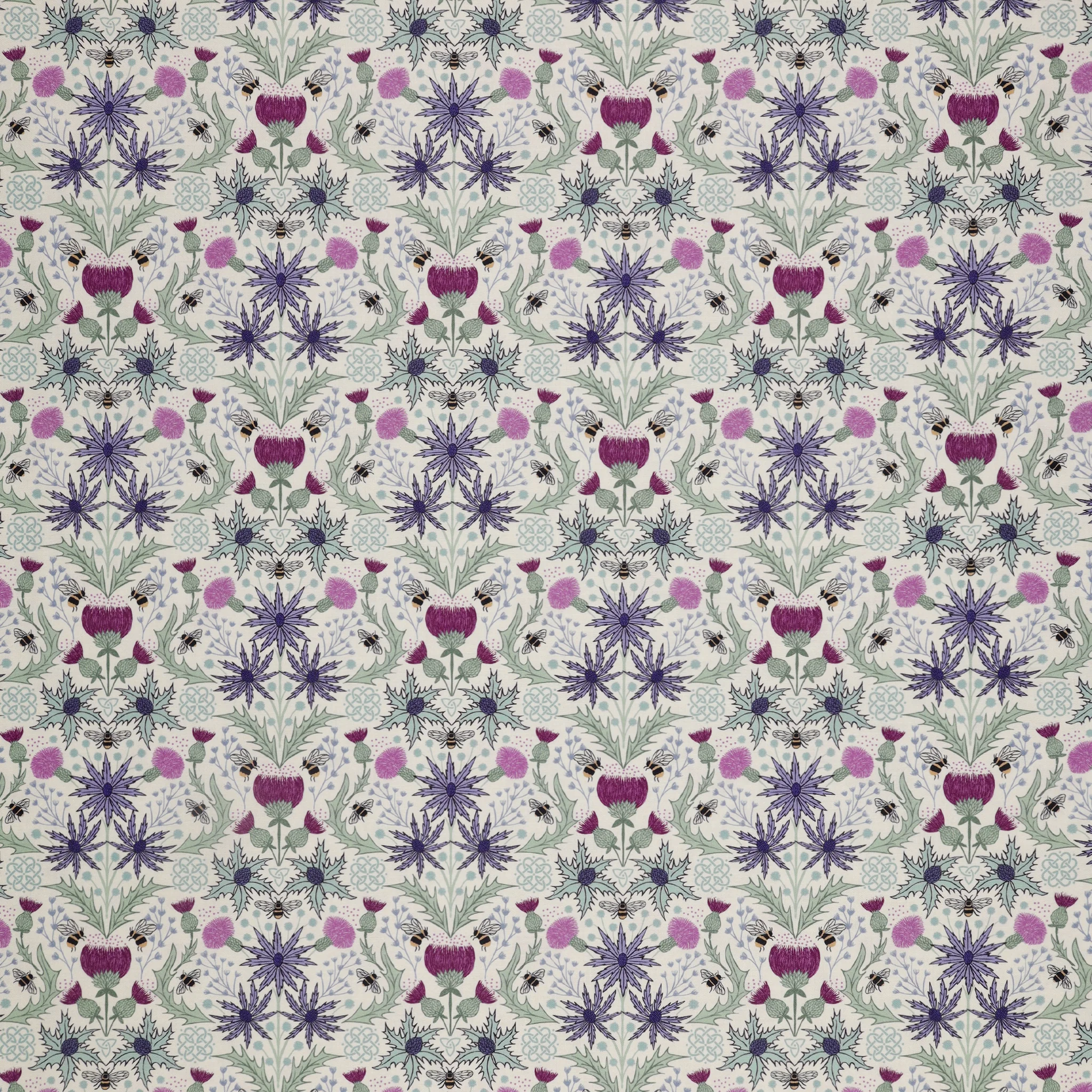 A Celtic Summer Fabric Collection - Mirrored Thistle and Bee Cream