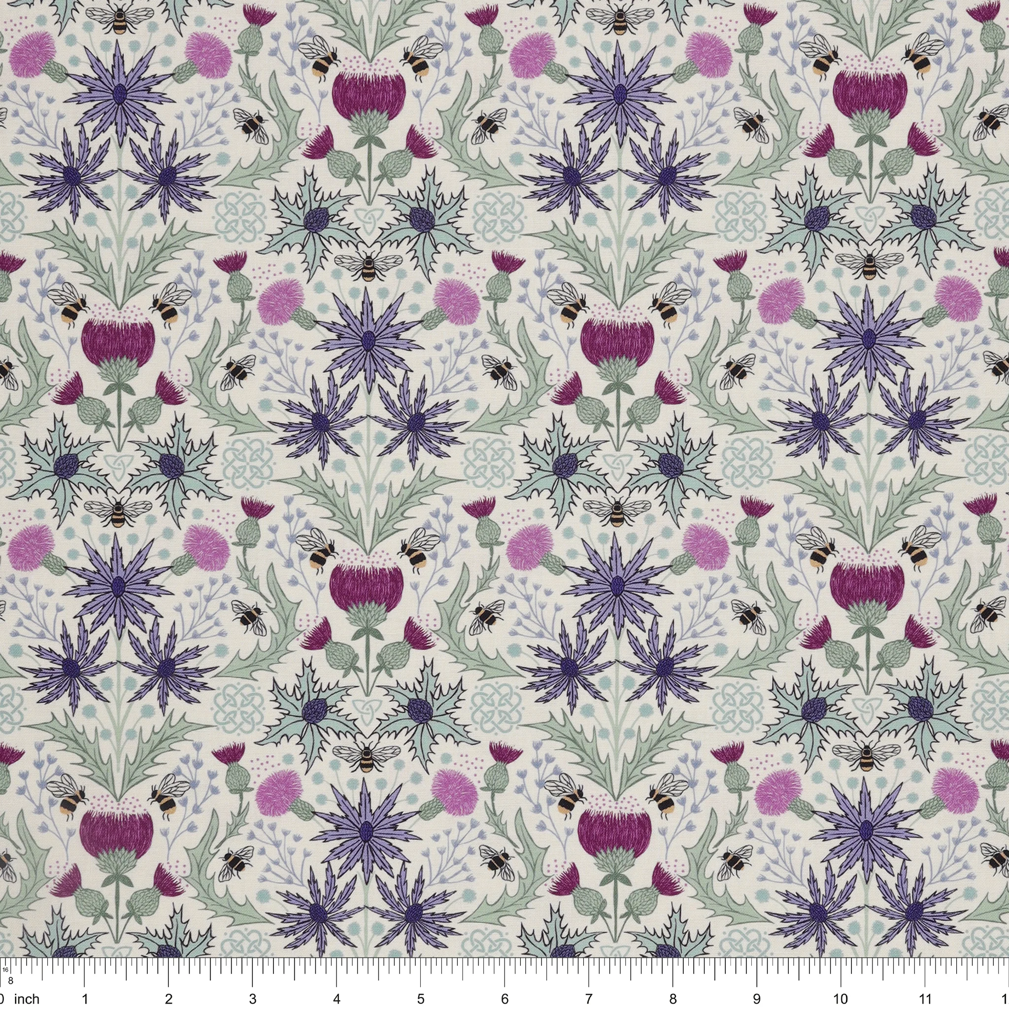 A Celtic Summer Fabric Collection - Mirrored Thistle and Bee Cream - Image 3