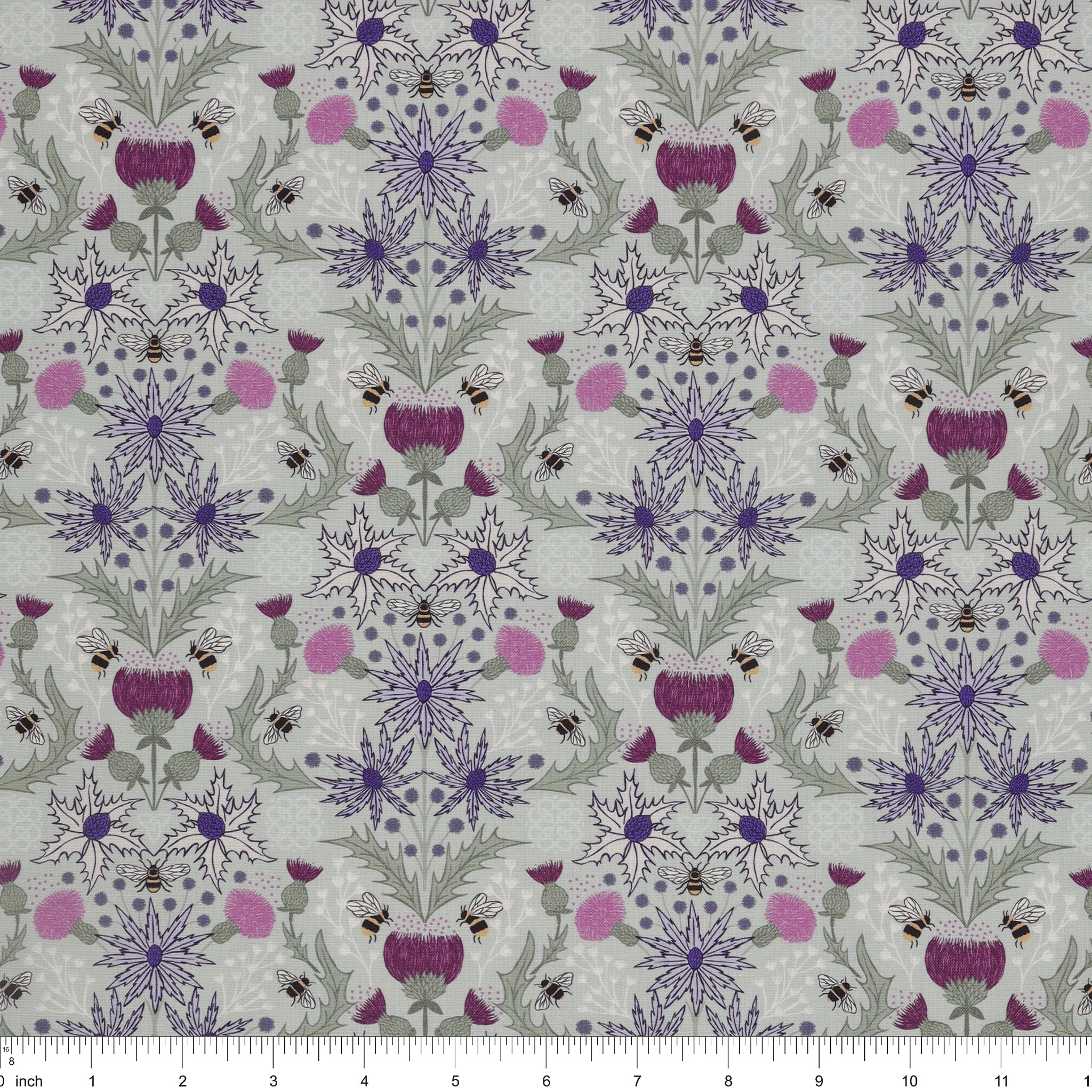 A Celtic Summer Fabric Collection - Mirrored Thistle and Bee Duck Egg - Image 3