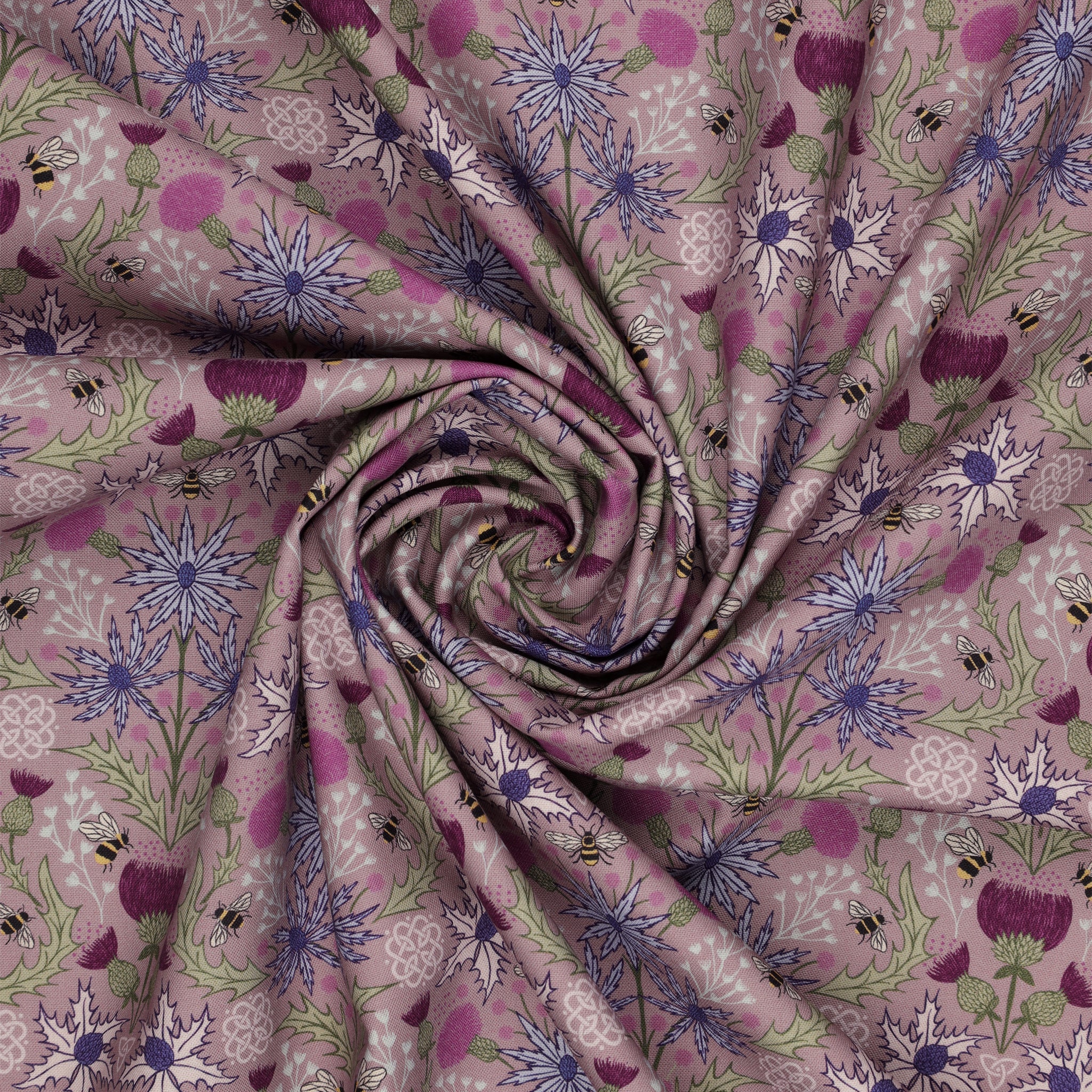 A Celtic Summer Fabric Collection - Mirrored Thistle and Bee Heather - Image 2