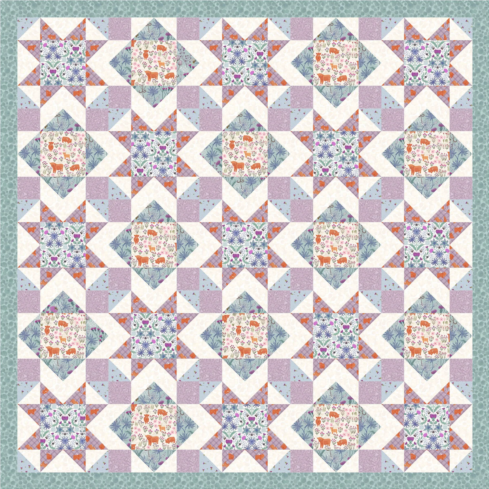 A Celtic Summer Fabric Collection - Celtic Thistle Duck Egg - Image 5