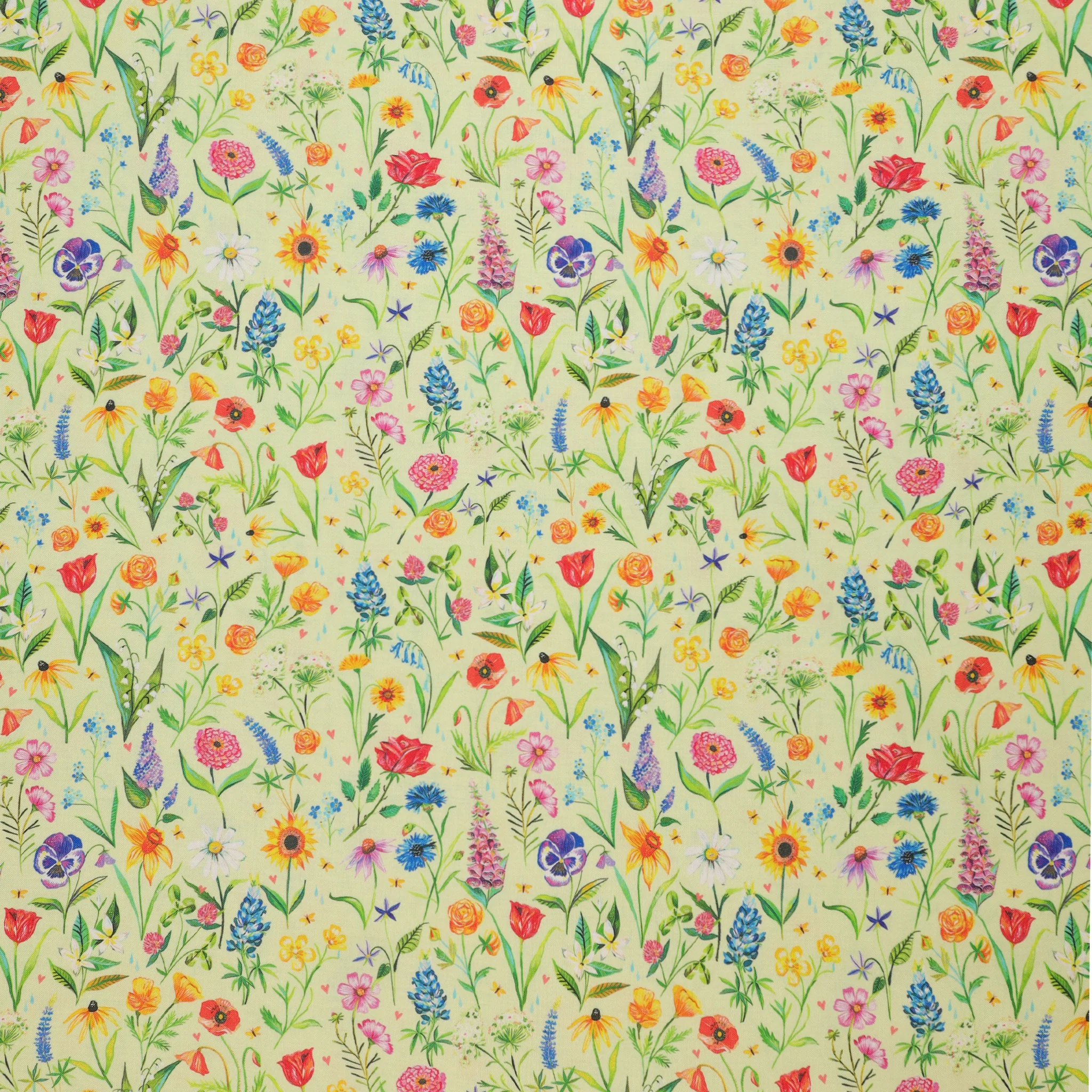 A Prairie Heart Fabric Collection - Meadow Flowers Light Fern