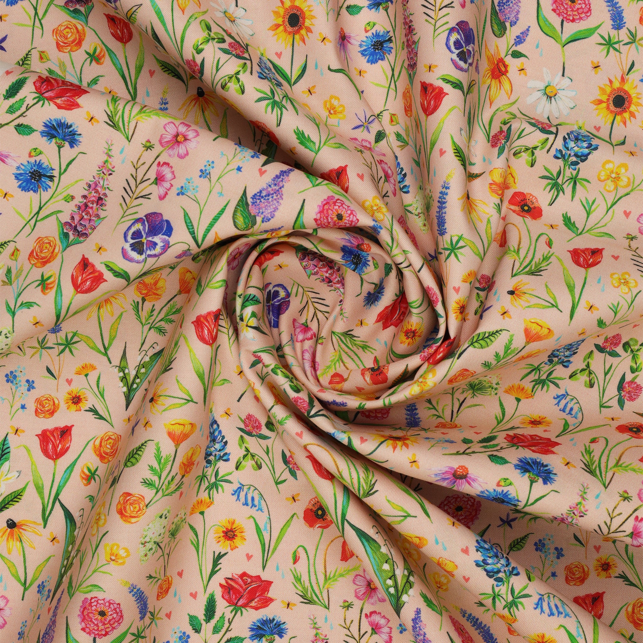 A Prairie Heart Fabric Collection - Meadow Flowers Pale Peach Jam - Image 2