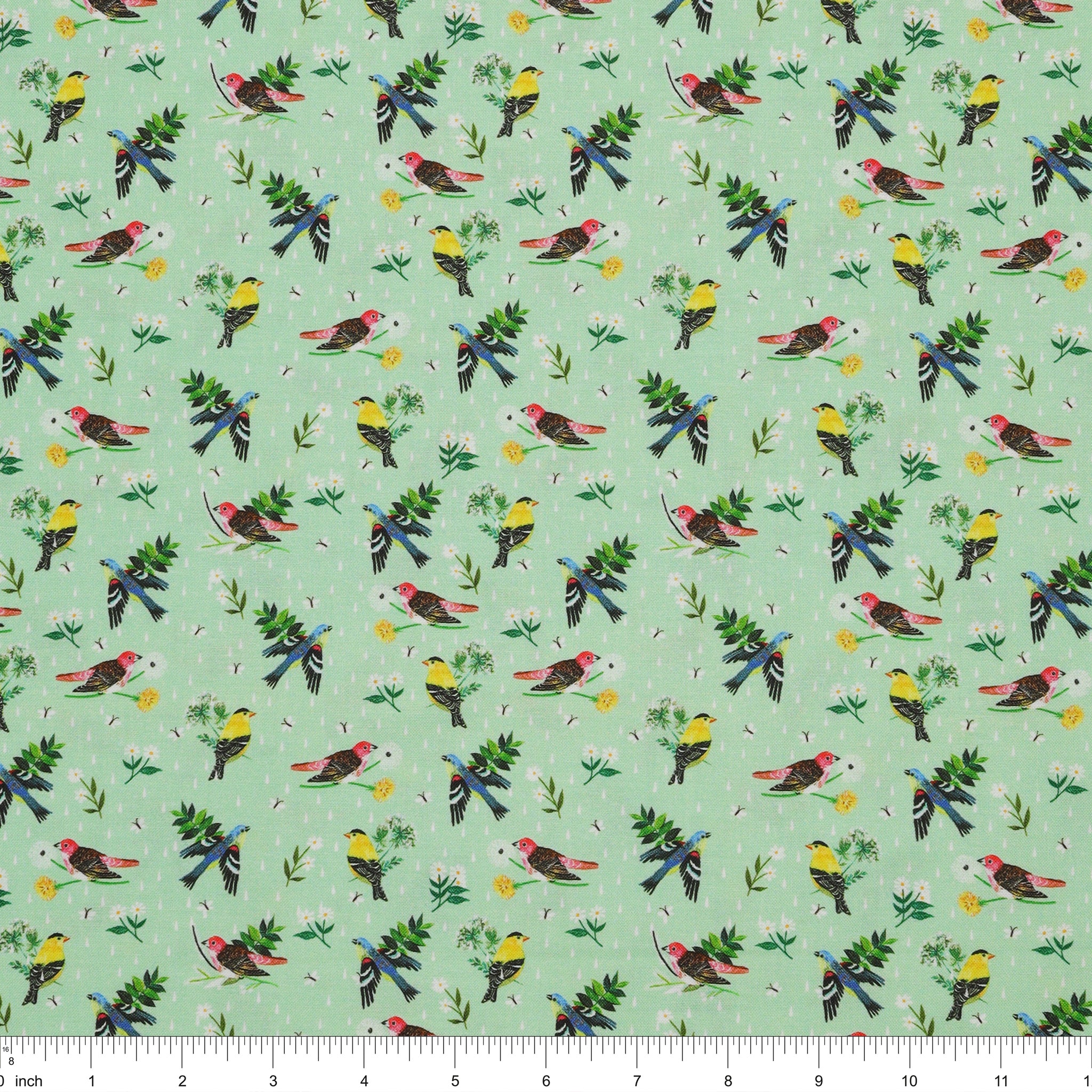 A Prairie Heart Fabric Collection - Morning Birdsong Light Teal - Image 3