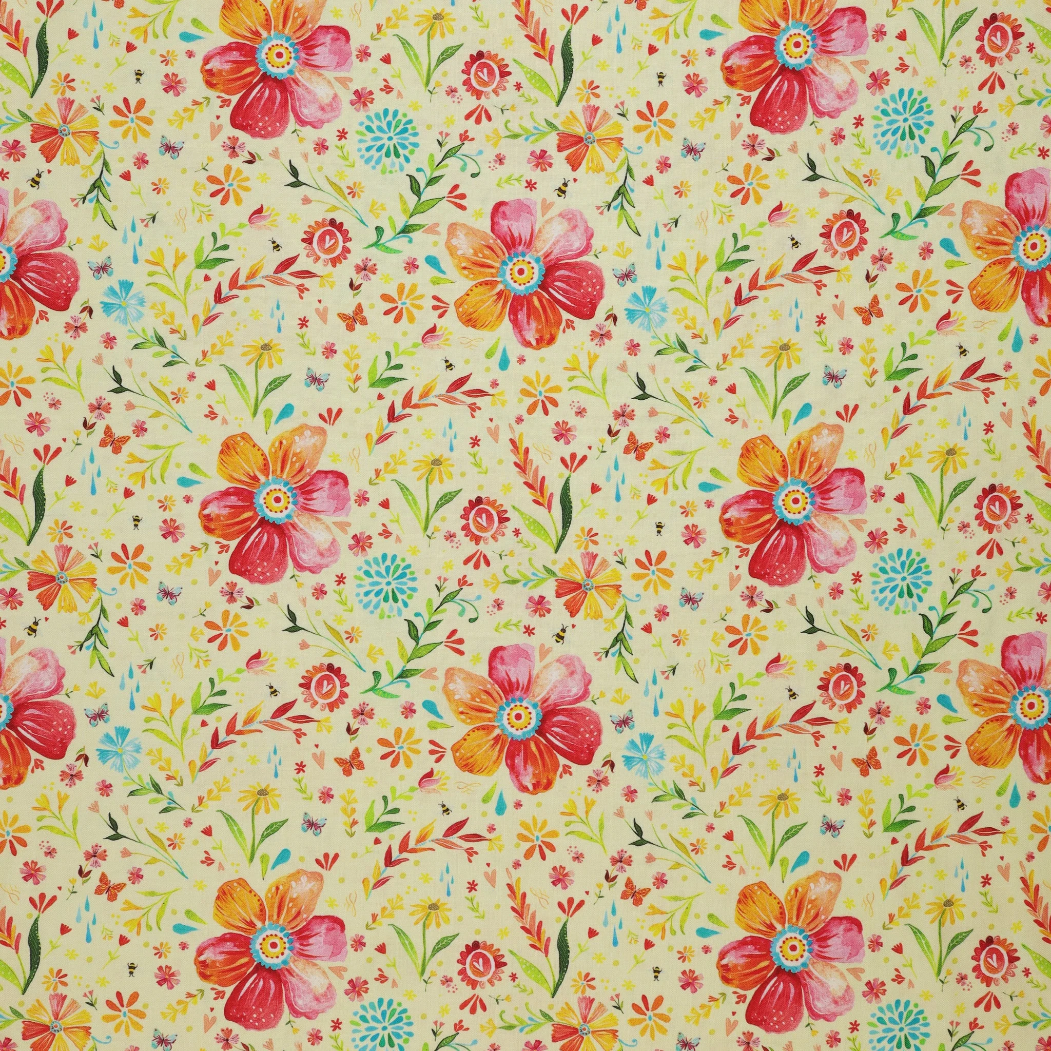 A Prairie Heart Fabric Collection - Posies Light Fern
