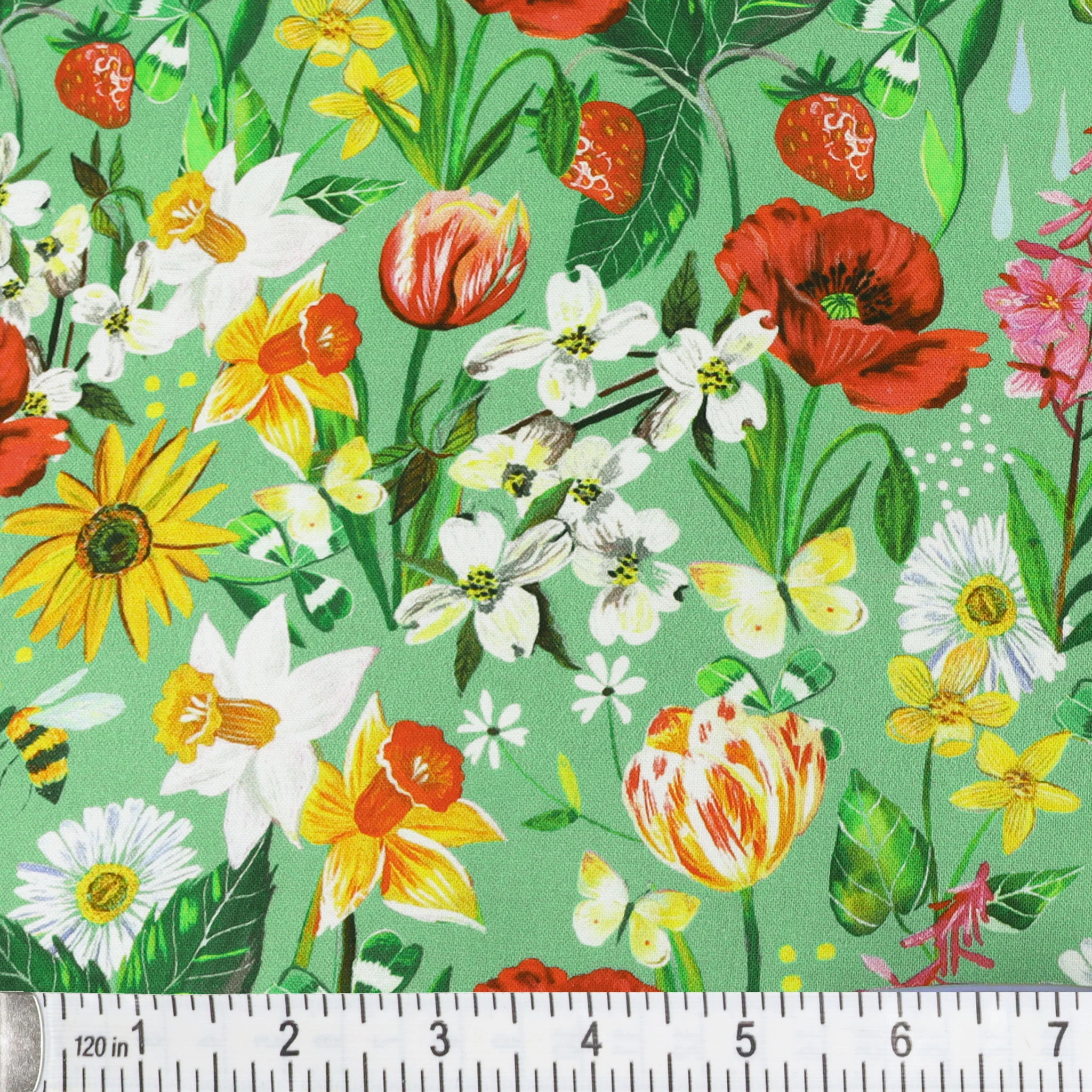 A Wildflower Heart Fabric Collection - Lydia's Meadow Teal - Image 2