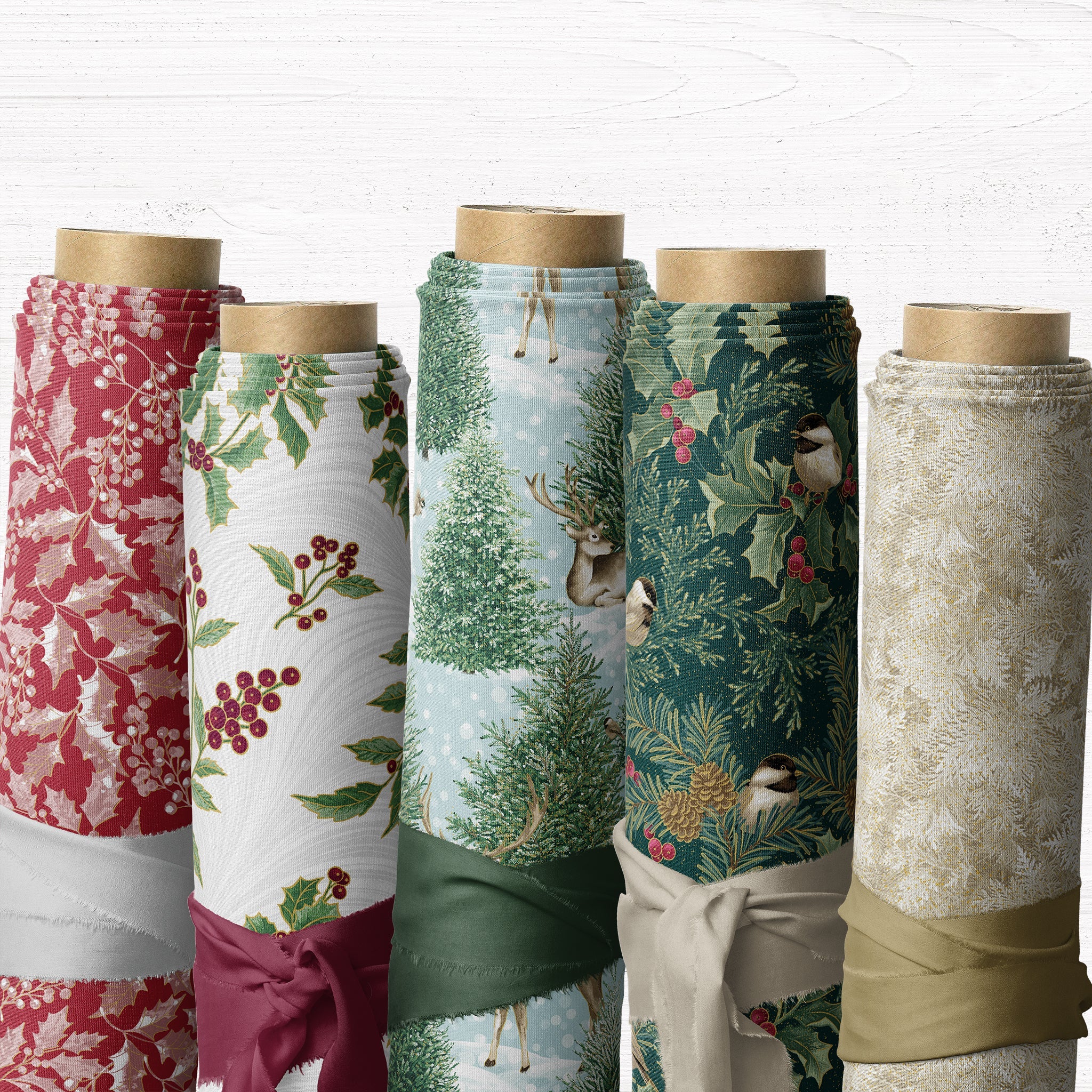 A Winter's Day Fabric Collection - Golden Pine Light Mint - Image 4