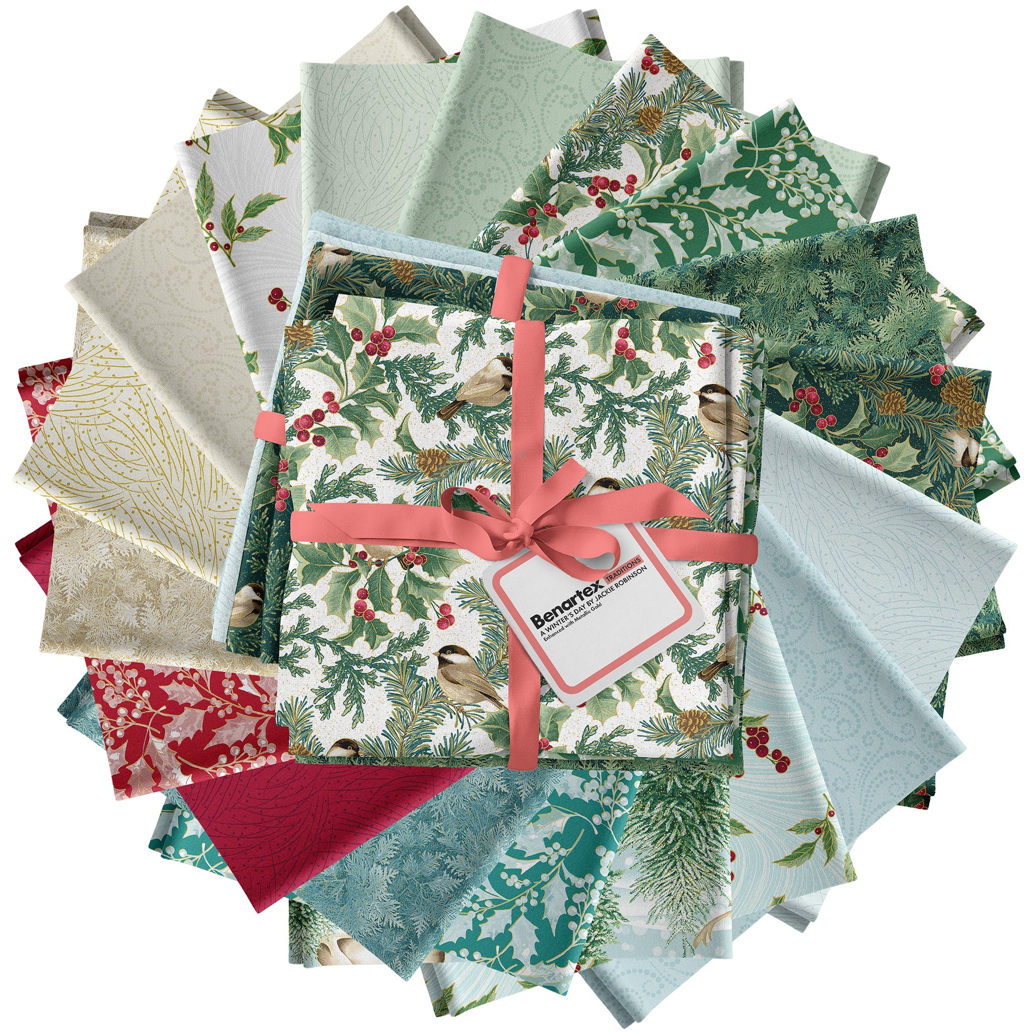 A Winter's Day Fabric Collection - Golden Pine Light Mint - Image 5