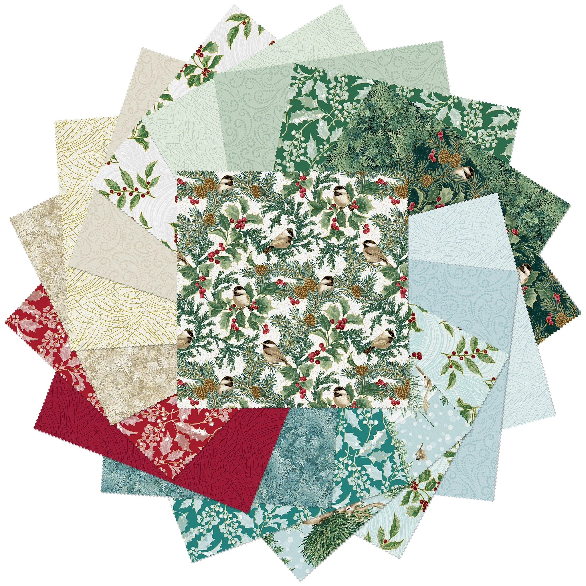 A Winter's Day Fabric Collection - Golden Pine Light Mint - Image 6