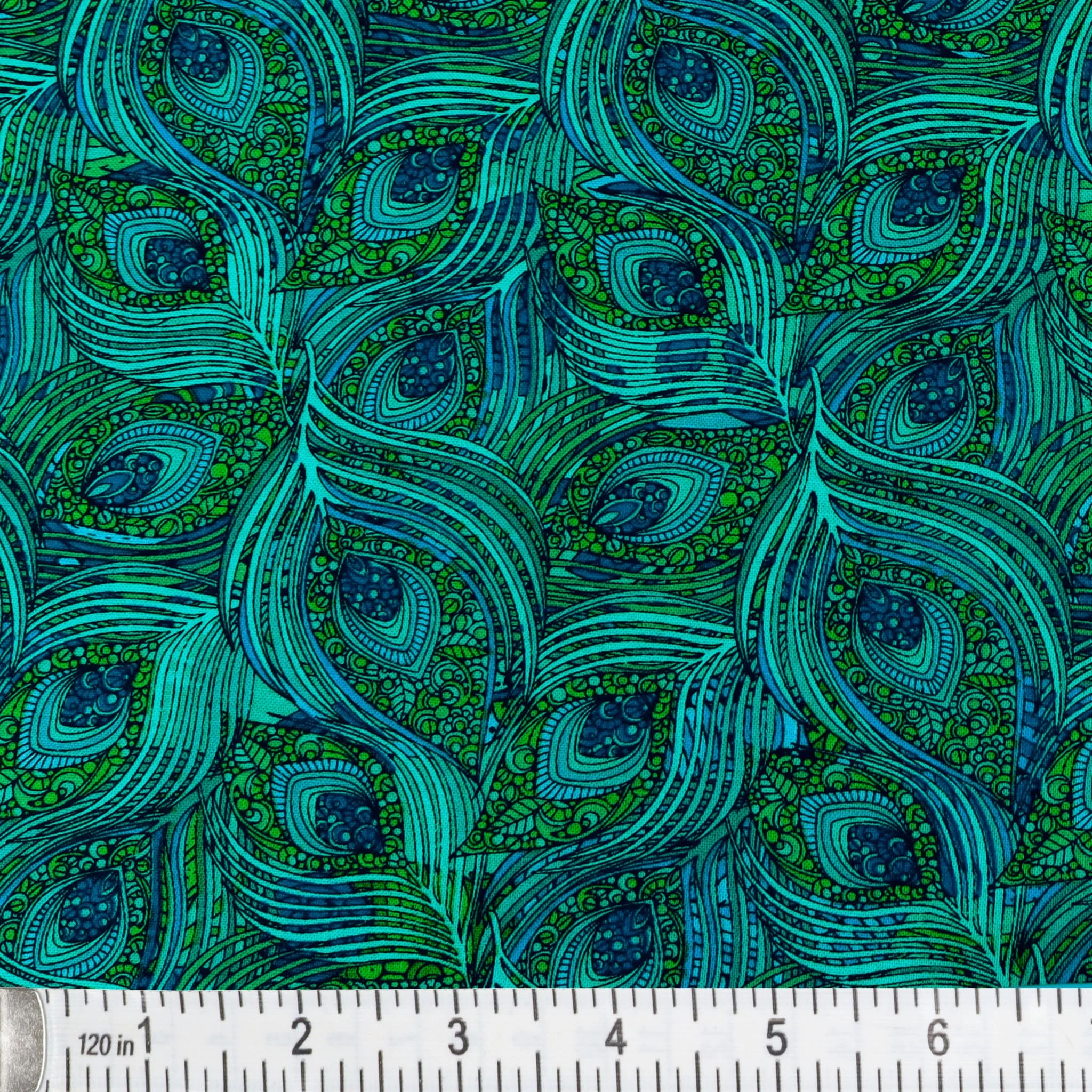 Alluring Peacock Fabric Collection - Featherly Turquoise - Image 2