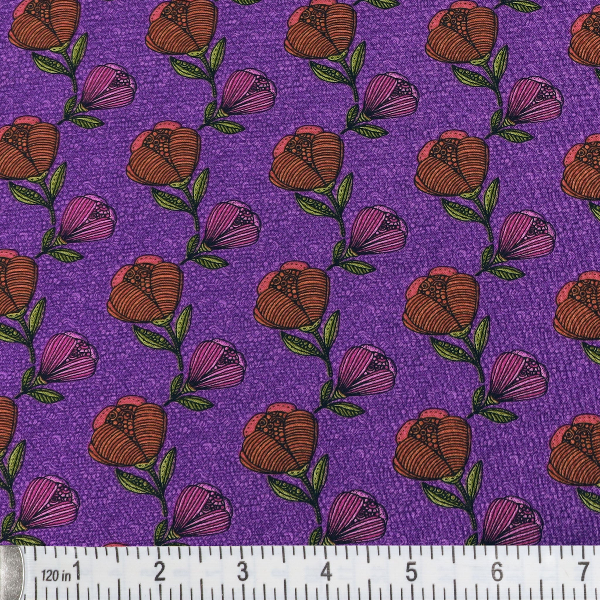 Alluring Peacock Fabric Collection - Pebble Floral Purple - Image 2