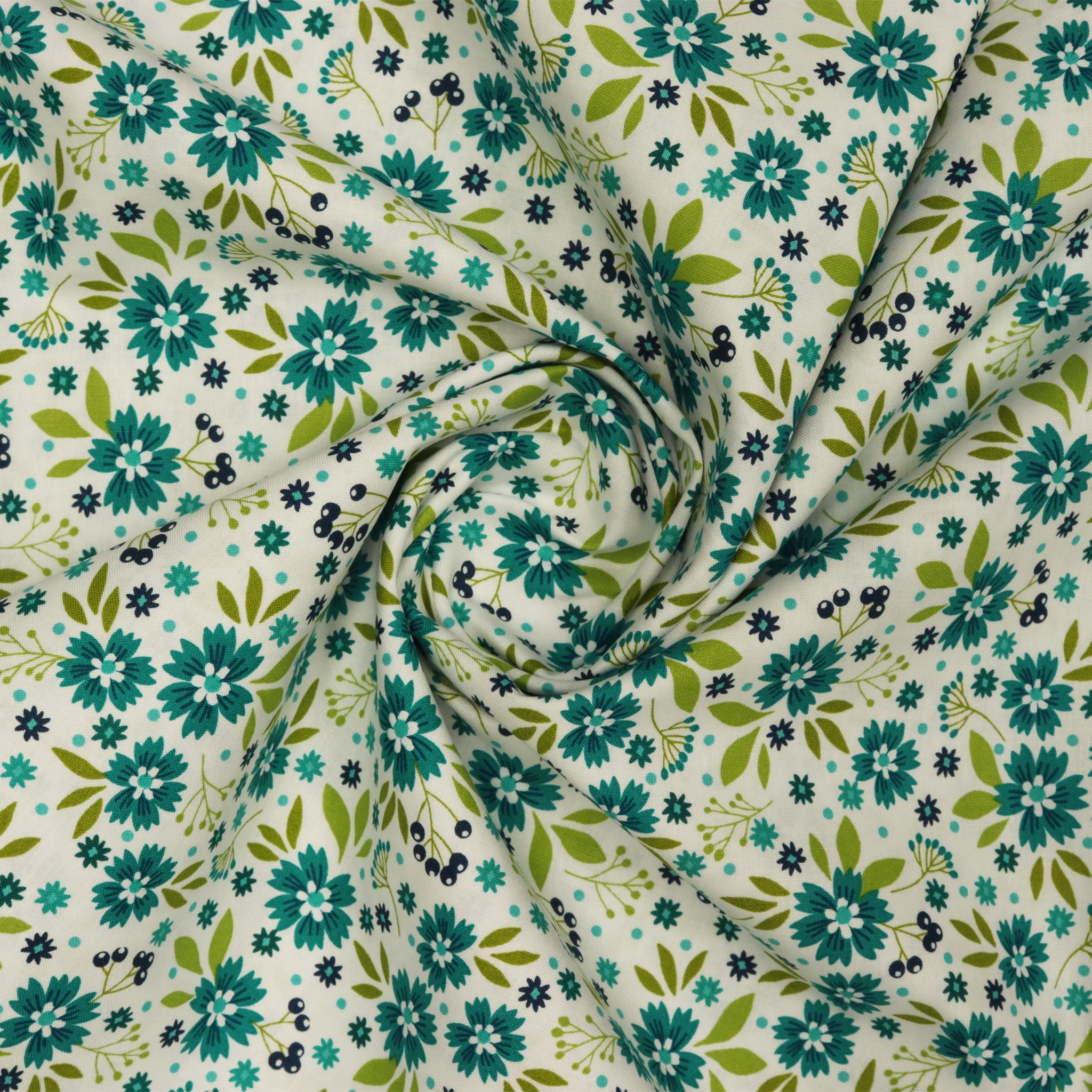 Among the Wildflowers II Fabric Collection - Poppies Aqua - Image 2