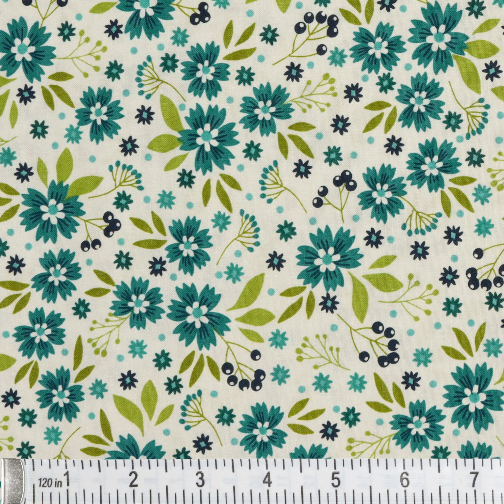 Among the Wildflowers II Fabric Collection - Poppies Aqua - Image 3