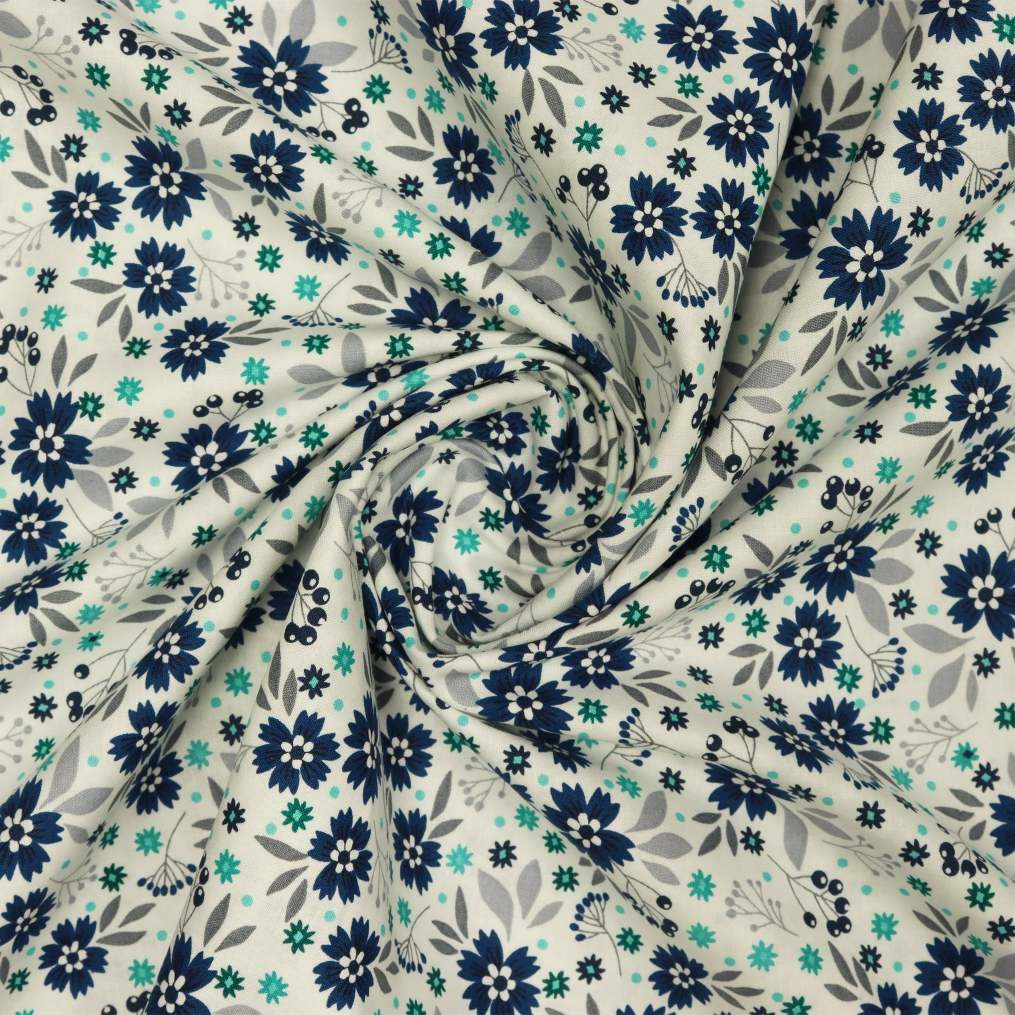 Among the Wildflowers II Fabric Collection - Poppies Indigo - Image 2