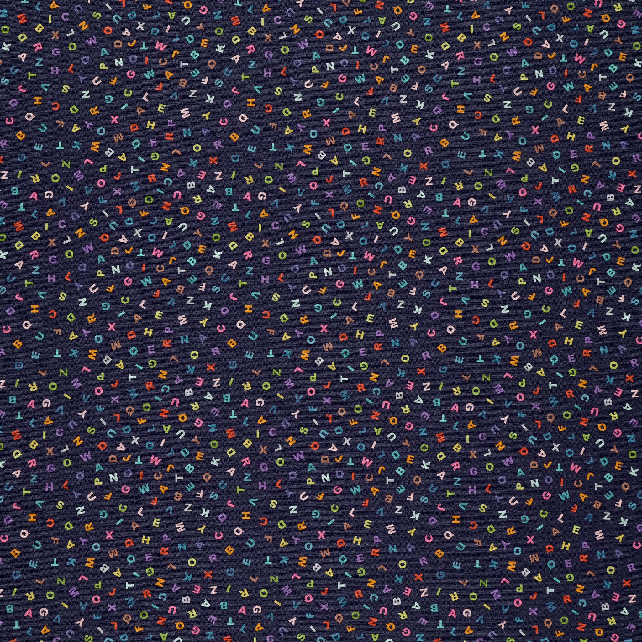 Animal Alphabet Fabric Collection - Letters Dark Blue