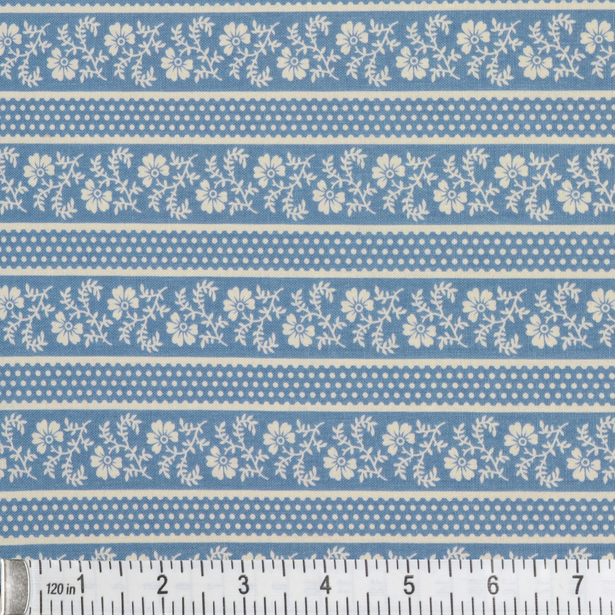 April's Garden Fabric Collection - Flower Pot Stripe Medium Blue - Image 2
