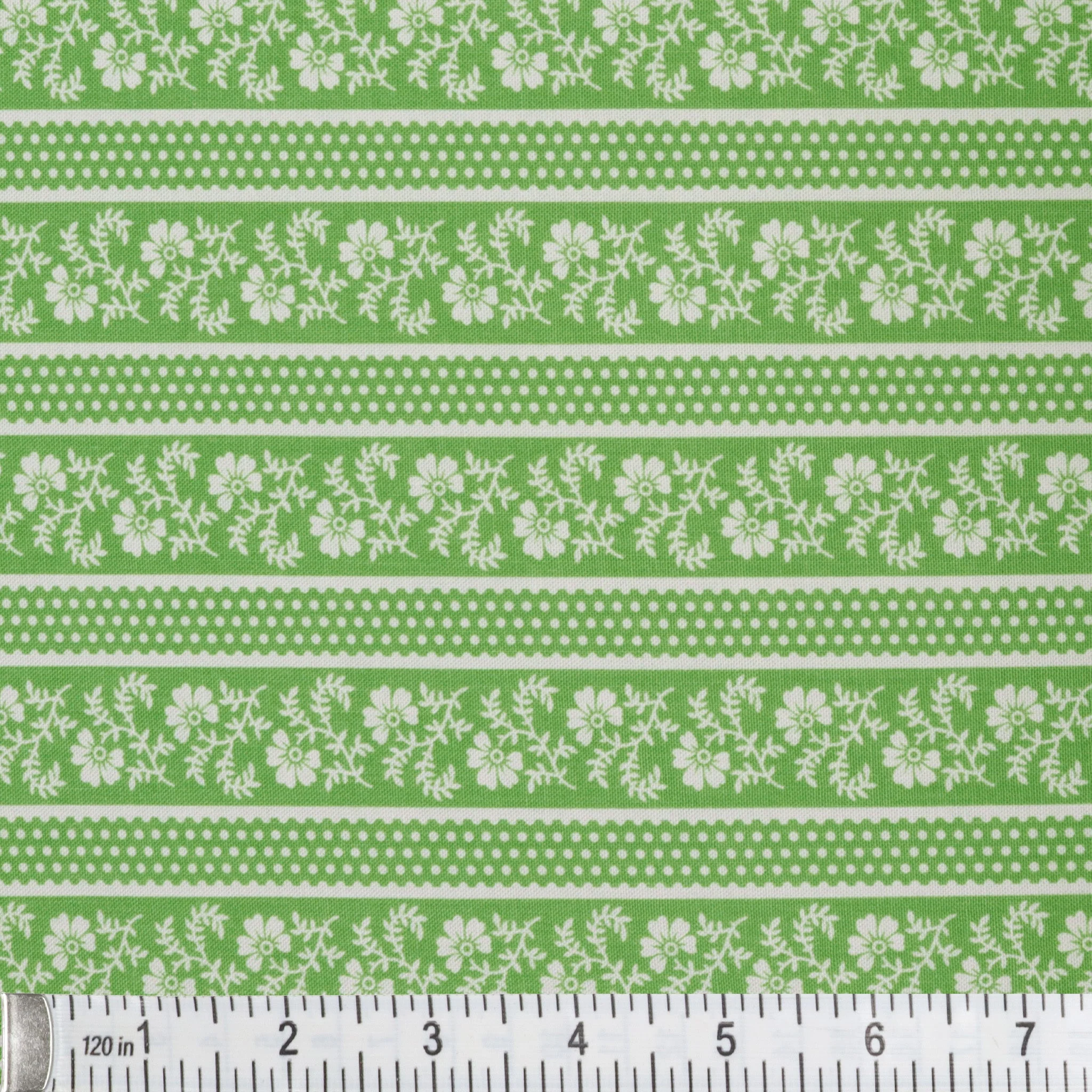 April's Garden Fabric Collection - Flower Pot Stripe Medium Green - Image 2