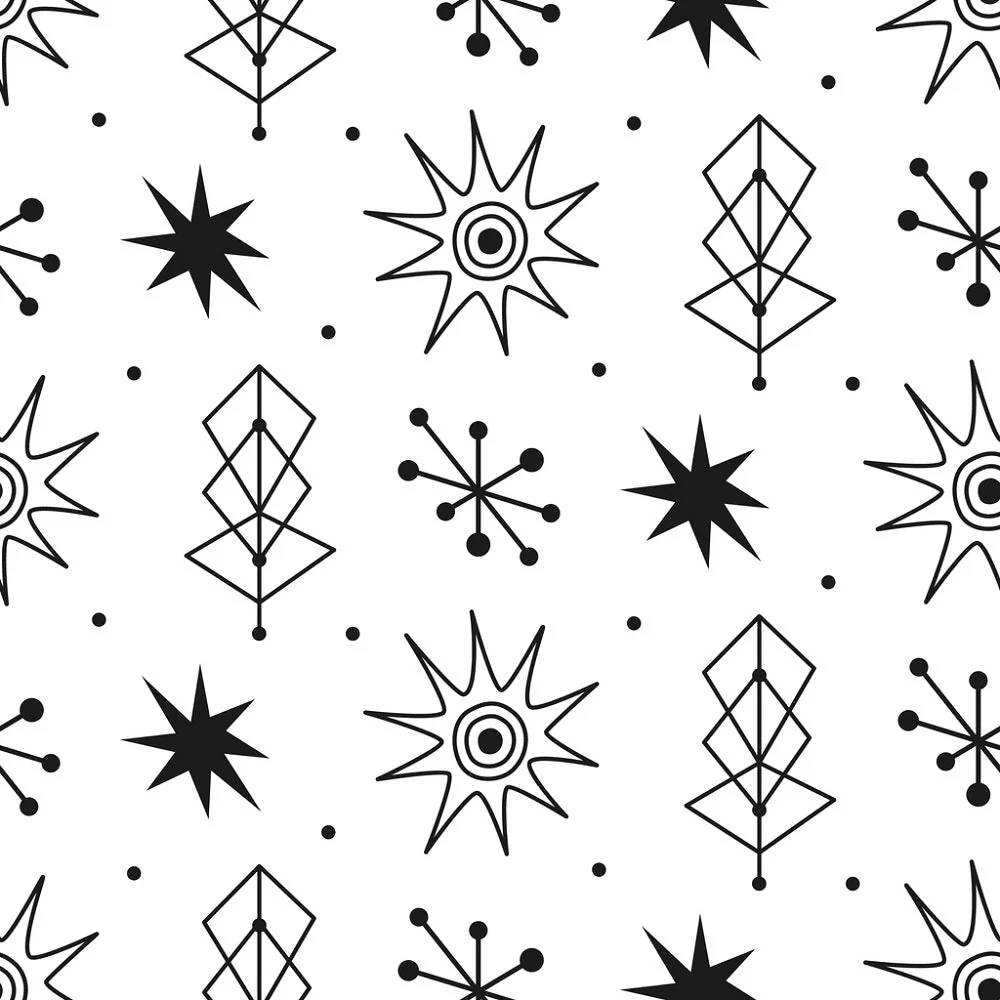Atomic Icons Fabric - Black/White