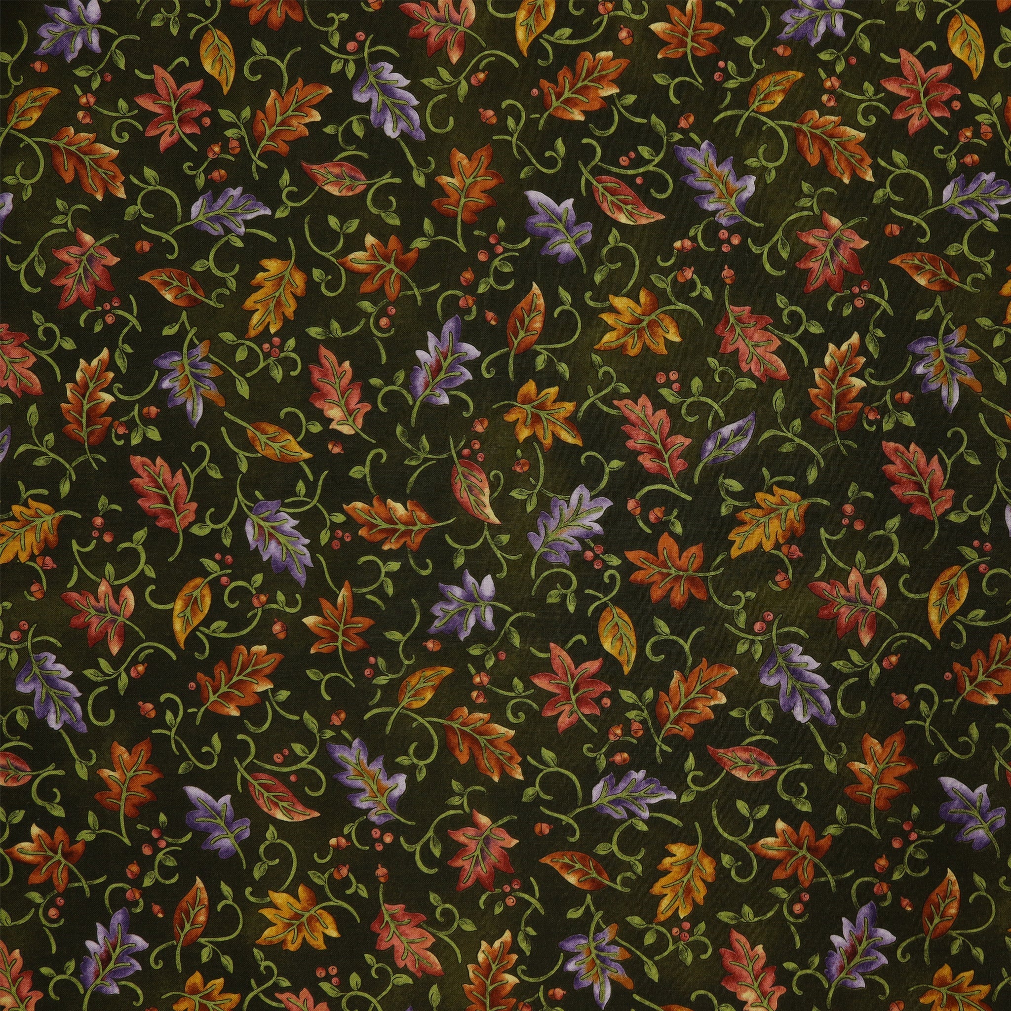 Autumn Breeze Fabric Collection - Dancing Leaves Green