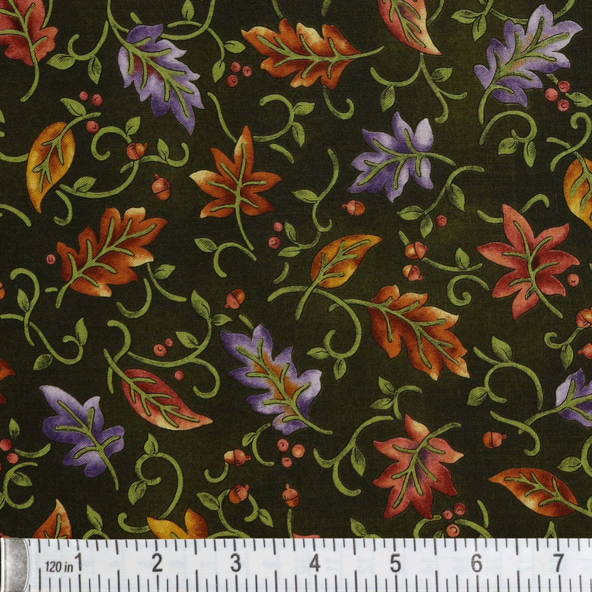 Autumn Breeze Fabric Collection - Dancing Leaves Green - Image 3