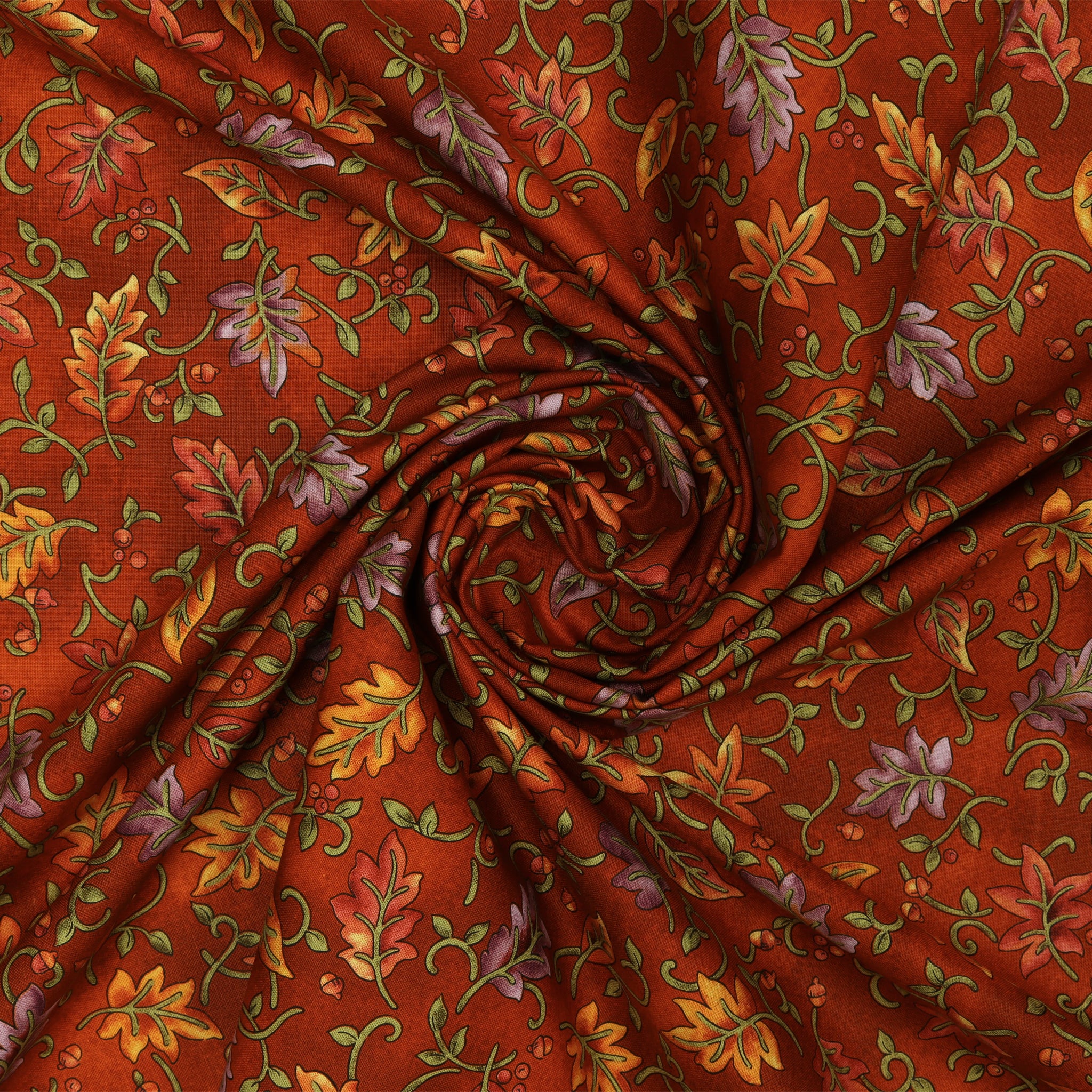Autumn Breeze Fabric Collection - Dancing Leaves Pumpkin - Image 2