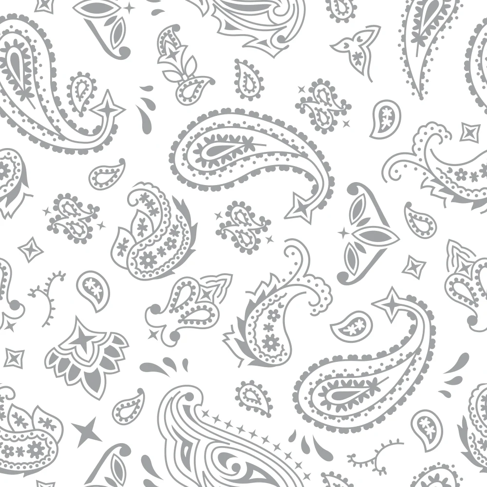 Bandana Fabric - Dusty Gray on White