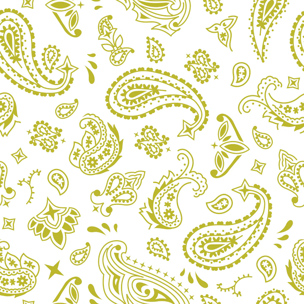 Bandana Fabric - Gold on White