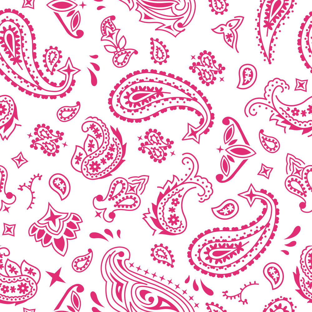 Bandana Fabric - Pink Carmine on White