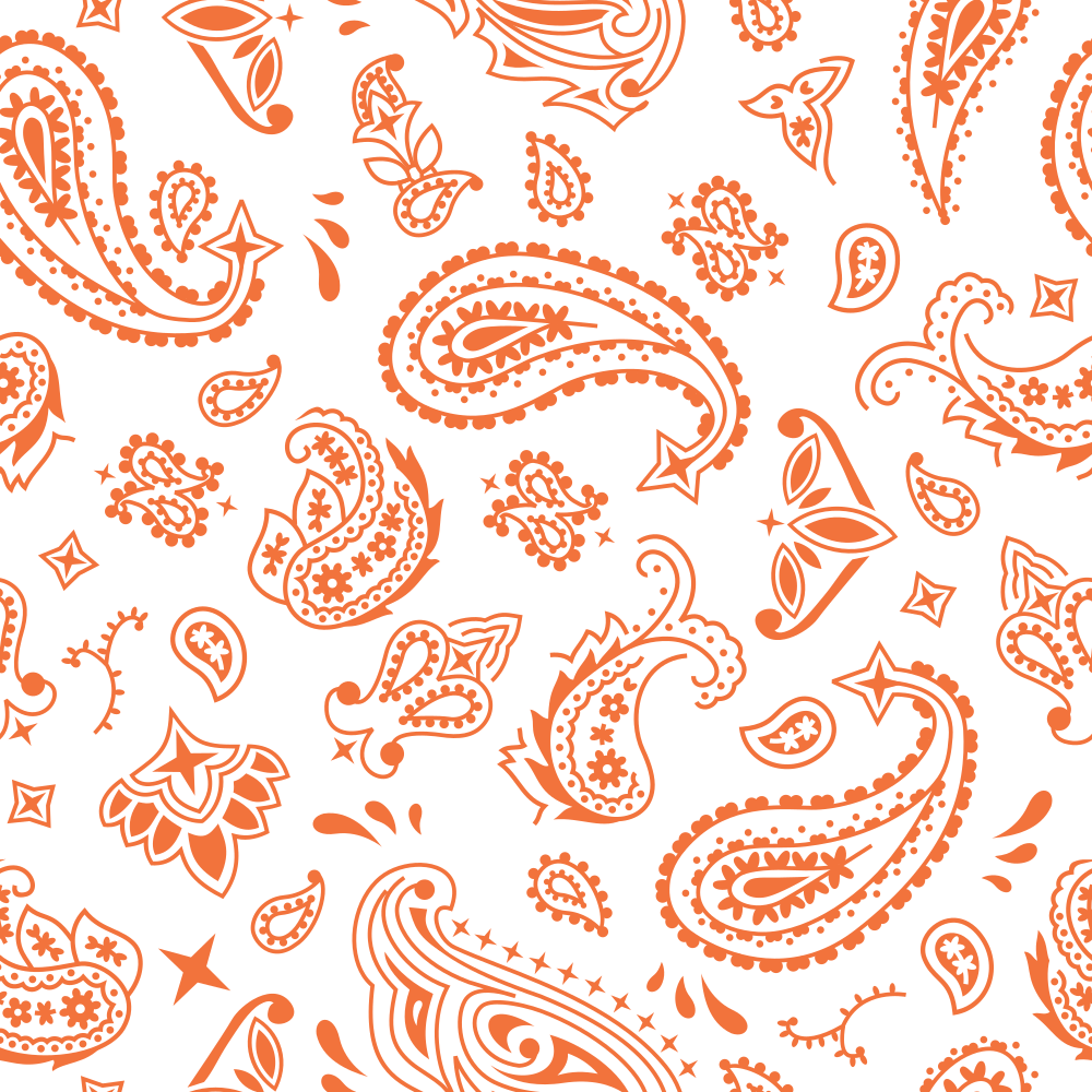 Bandana Fabric - Soft Orange on White