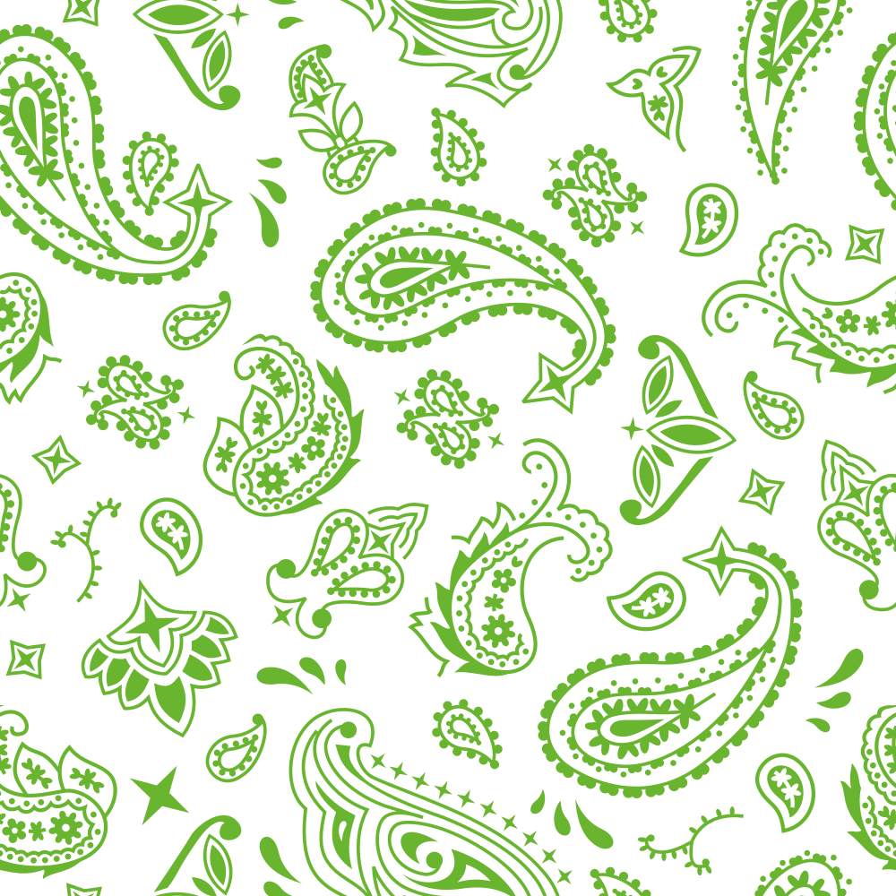 Bandana Fabric - Spring Green on White