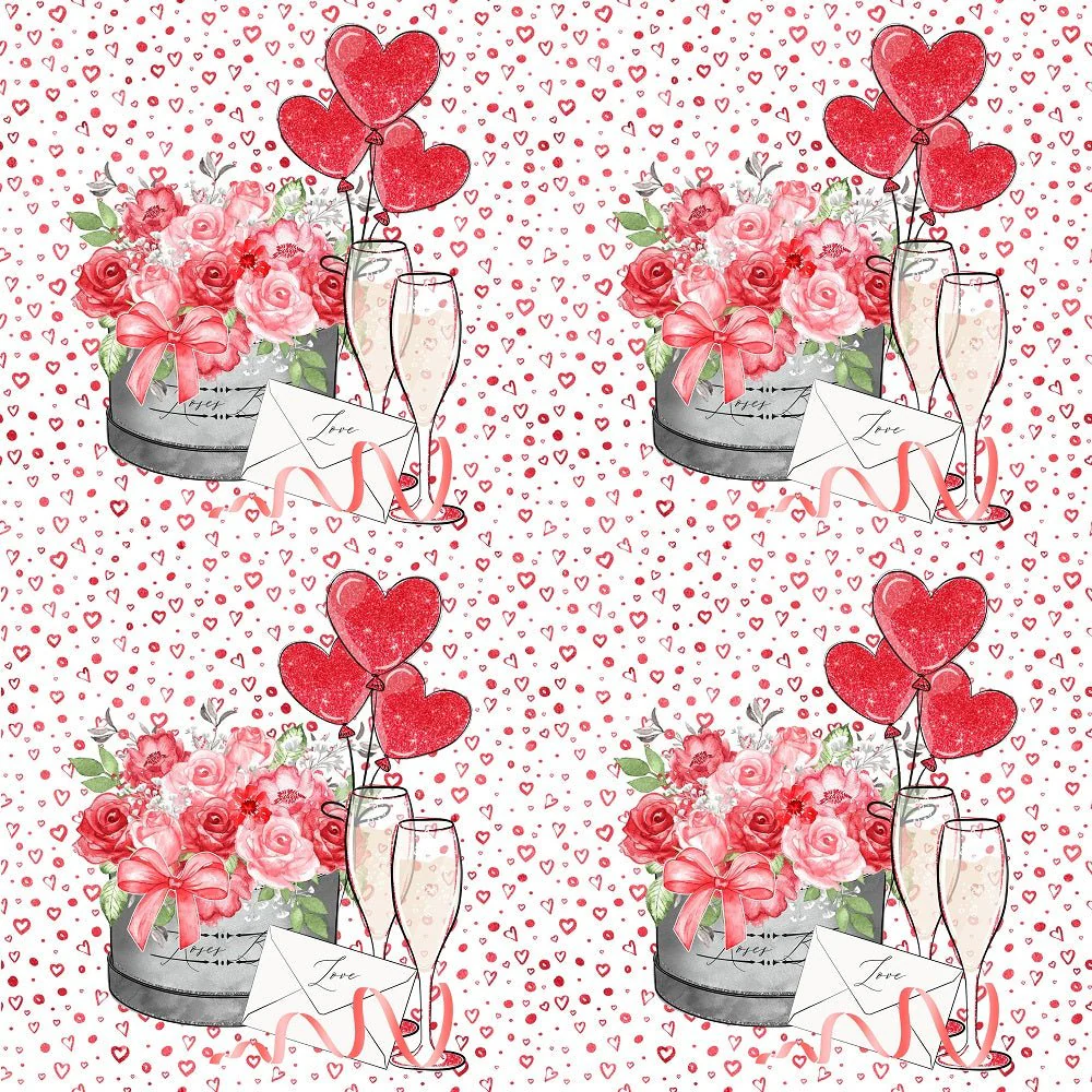 Be My Valentine Floral on Hearts Fabric