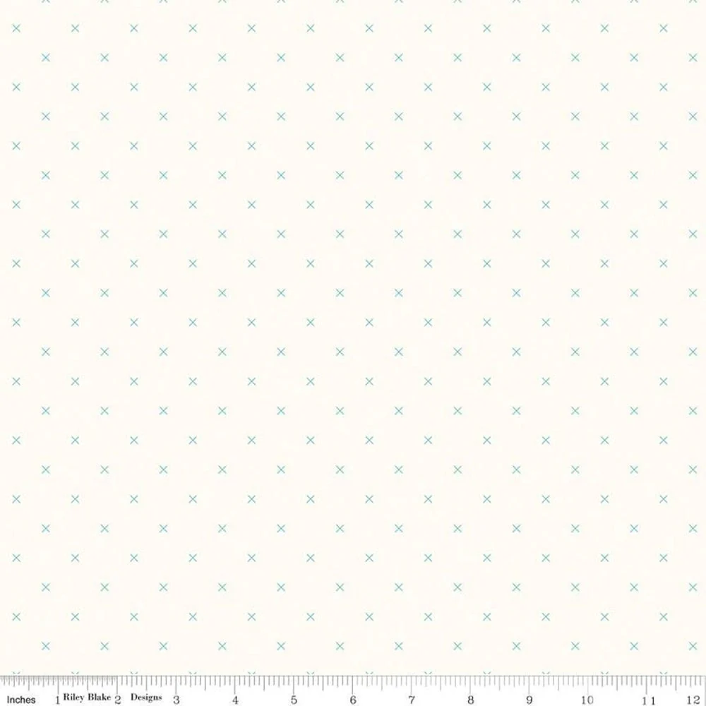 Bee Cross Stitch Fabric - Cloud/Cottage