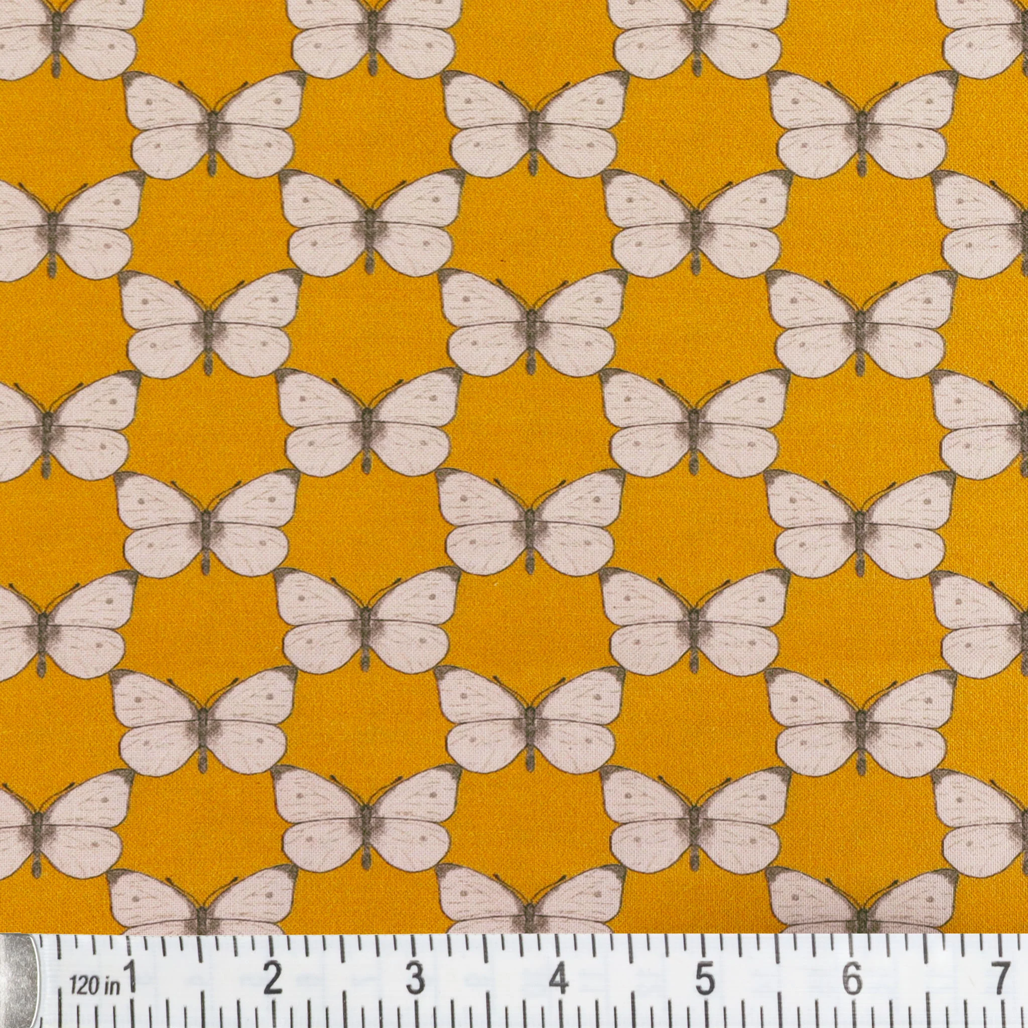 Bee Haven Fabric Collection - Cabbage Butterfly Medium Gold - Image 2