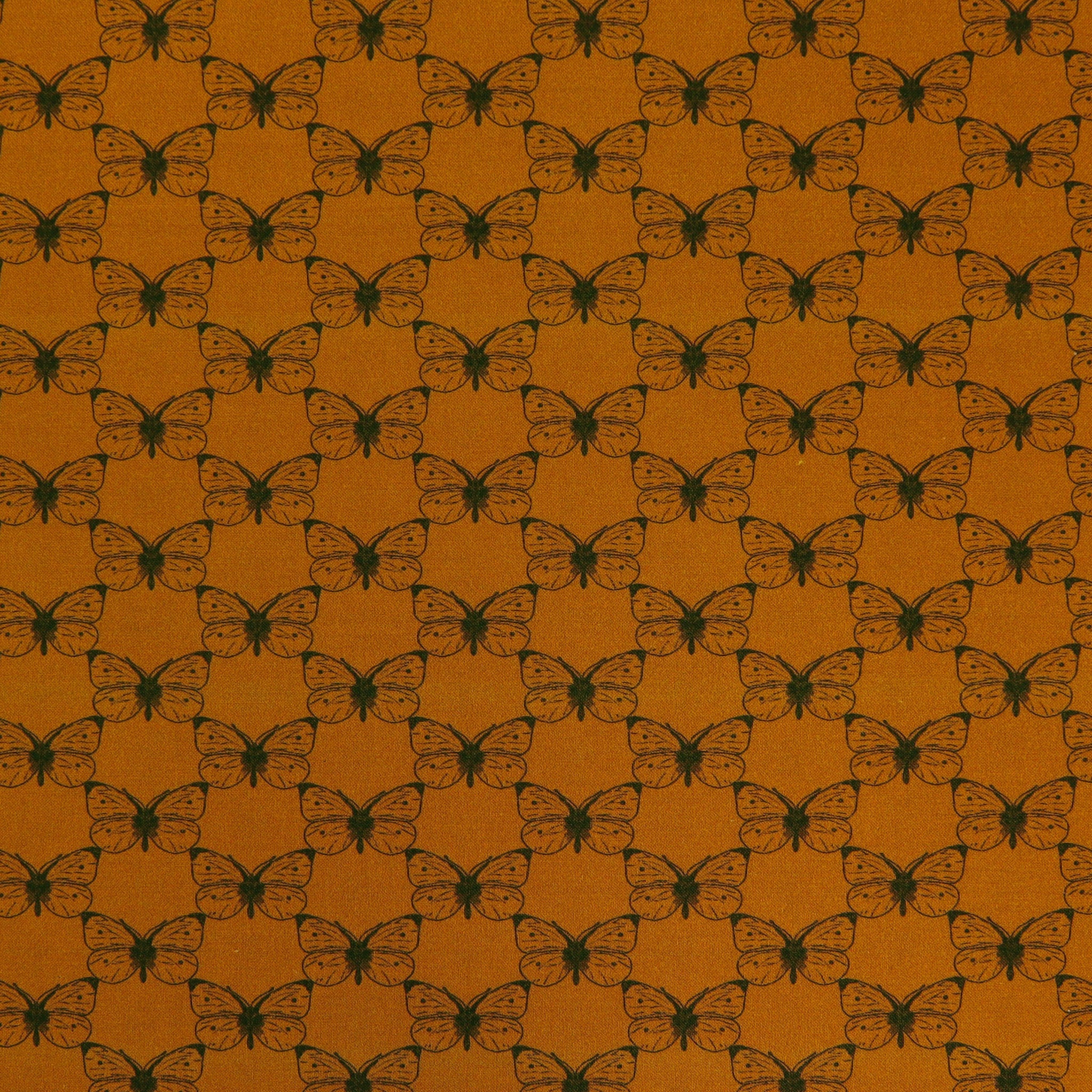 Bee Haven Fabric Collection - Etched Cabbage Butterfly Caramel