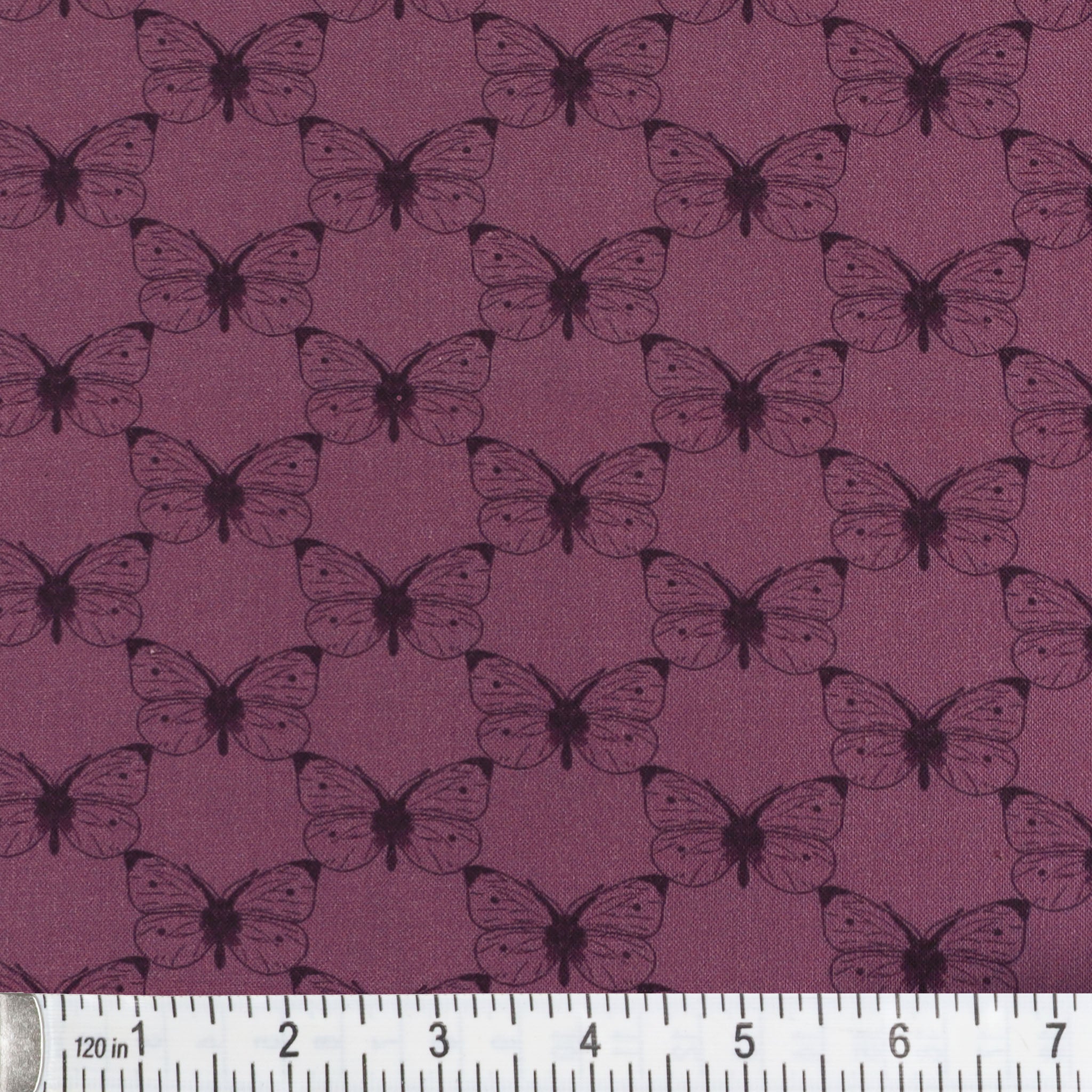 Bee Haven Fabric Collection - Etched Cabbage Butterfly Plum - Image 2