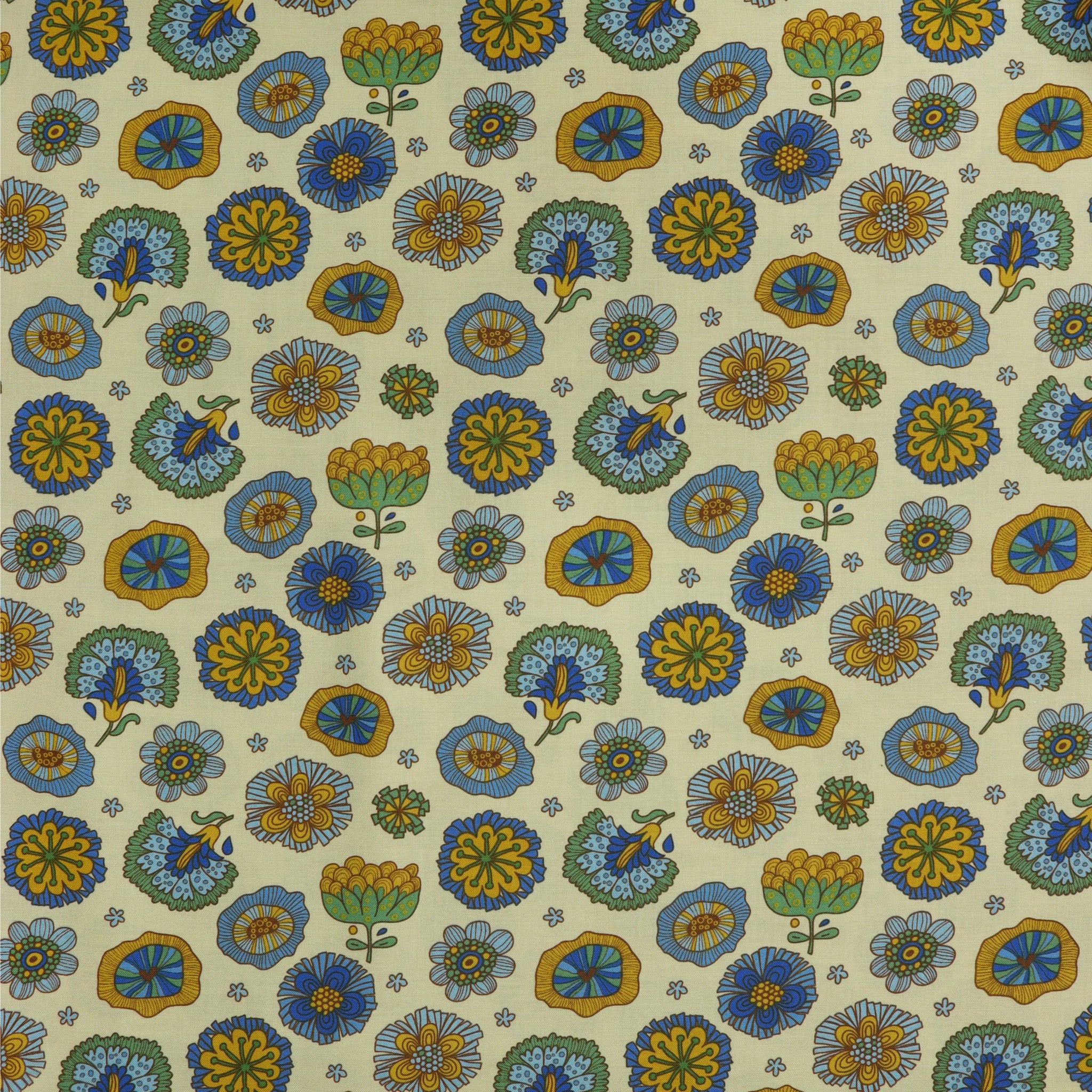 Bird Song Fabric Collection - Happy Flower Blue