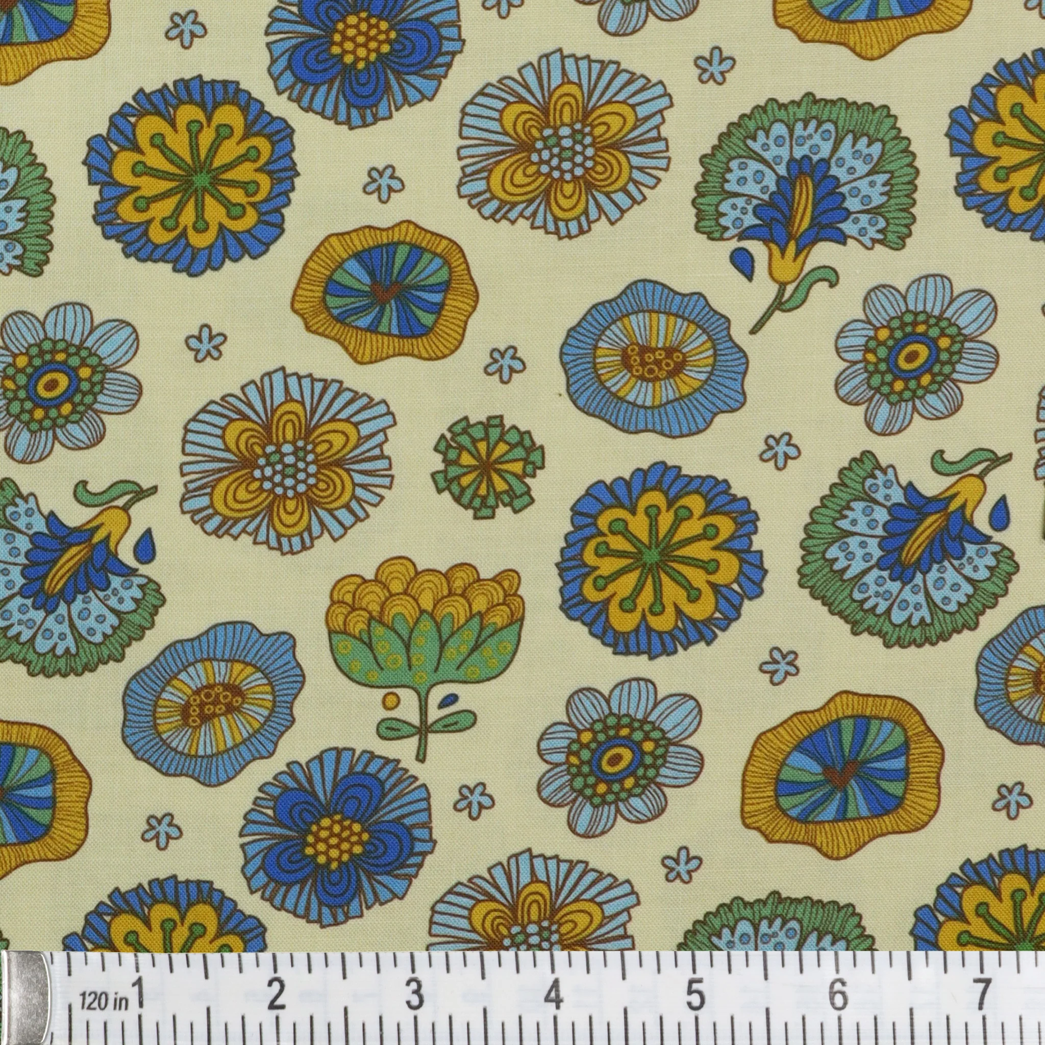 Bird Song Fabric Collection - Happy Flower Blue - Image 2