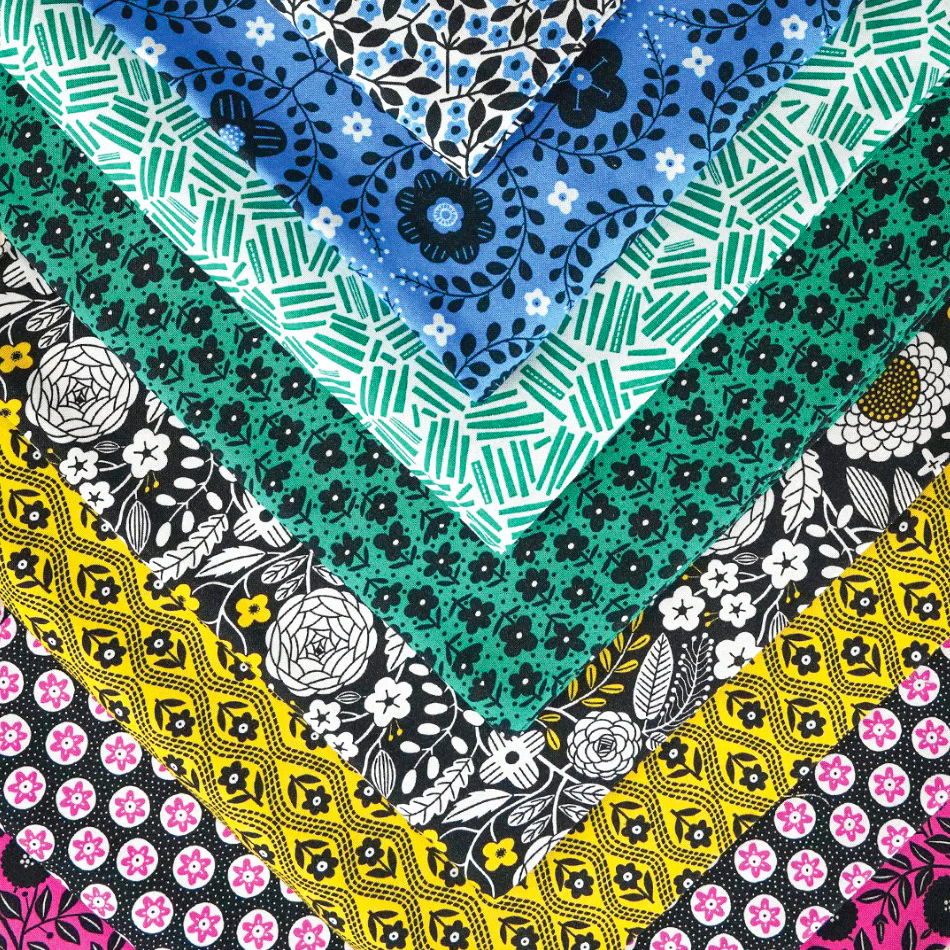 Black, White and Bloom Fabric Collection - Evette Black/White - Image 5