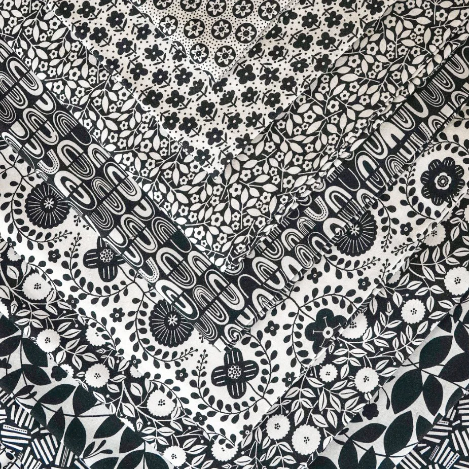 Black, White and Bloom Fabric Collection - Evette Black/White - Image 6