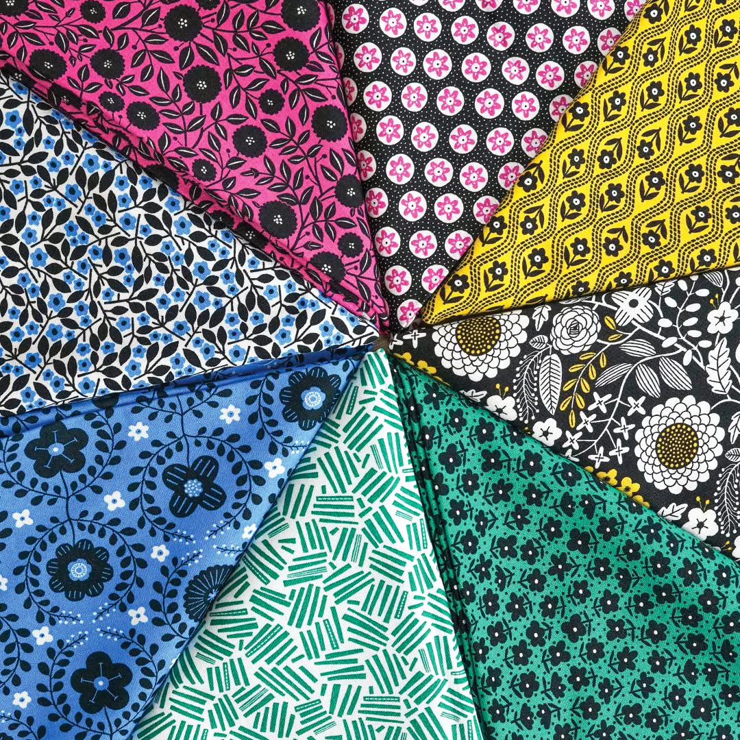 Black, White and Bloom Fabric Collection - Evette Black/White - Image 4