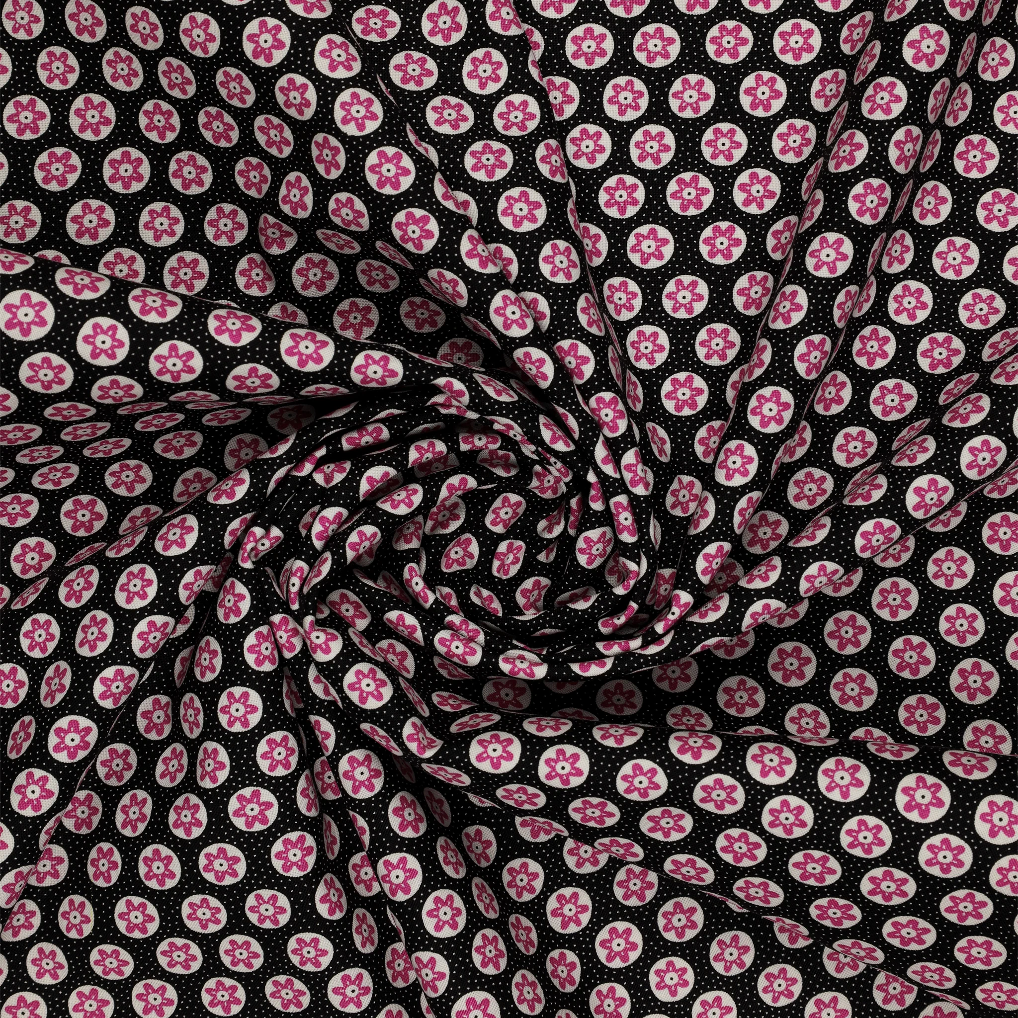 Black, White and Bloom Fabric Collection - Nancy Black/Magenta - Image 2
