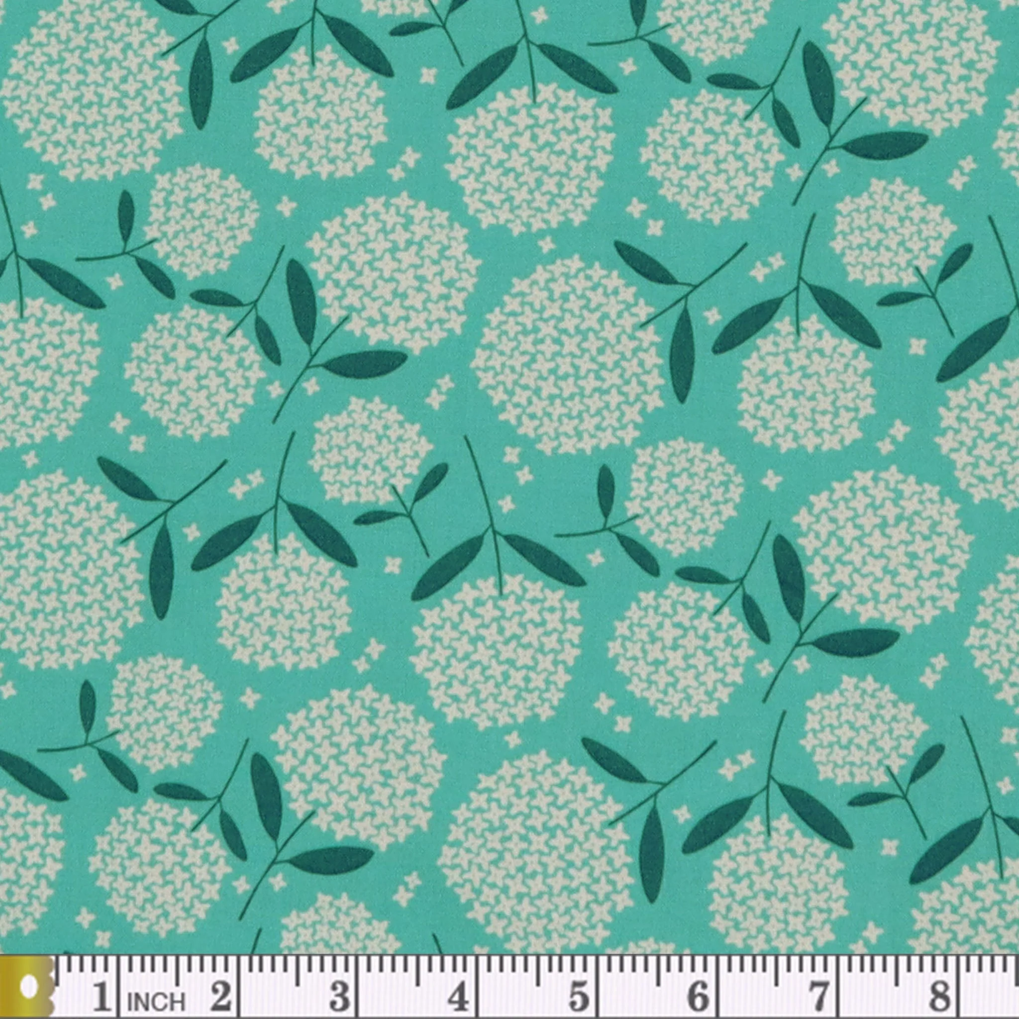Blooming Color Fiori Fabric Collection - Medium Turquoise - Image 2