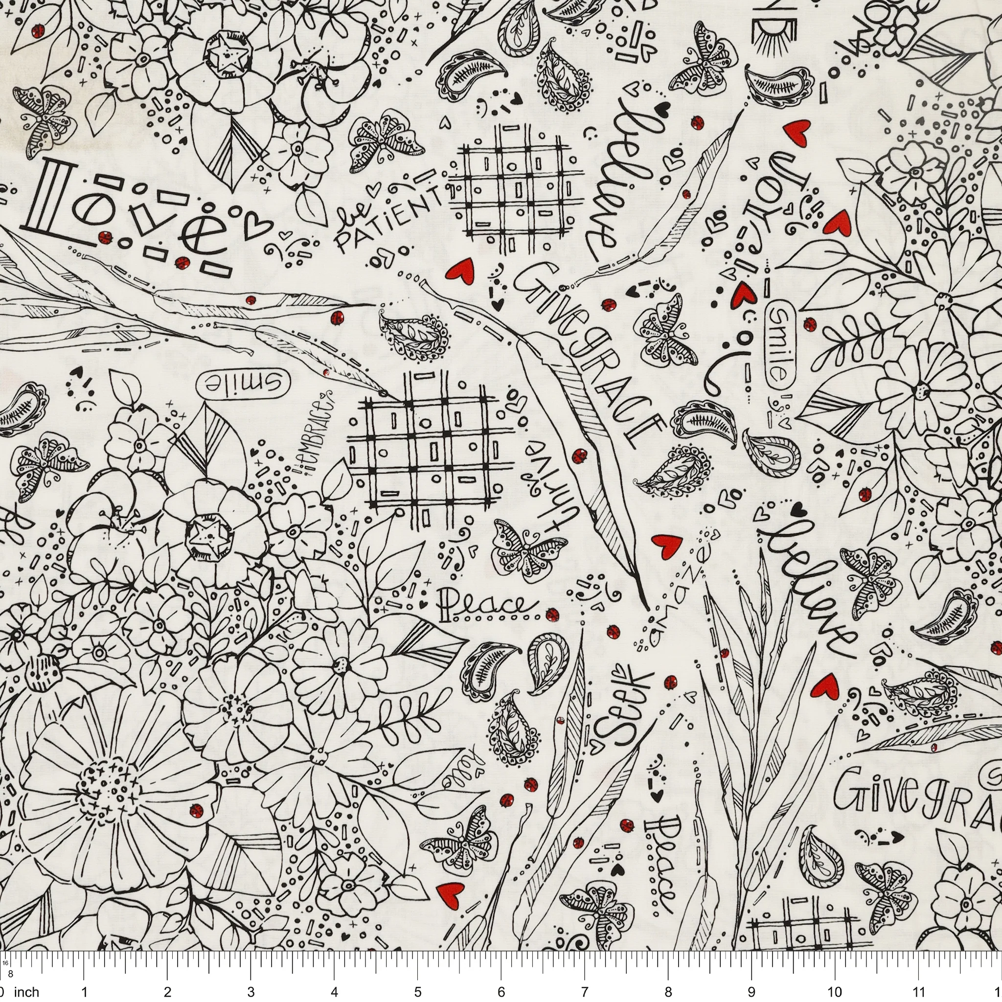 Blooming Doodles Ivory 108" Wide Quilt Backing - Image 3