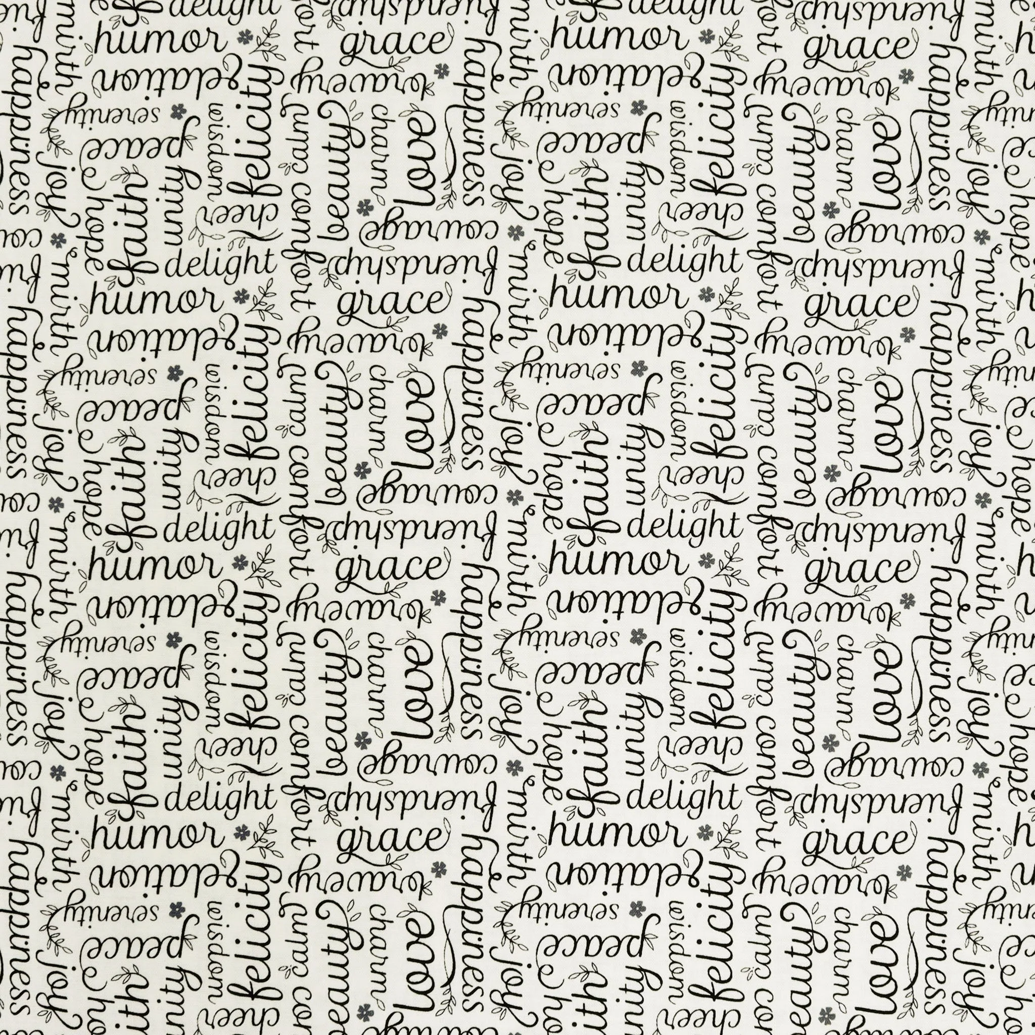 Botanica Fabric Collection - Script Black/White