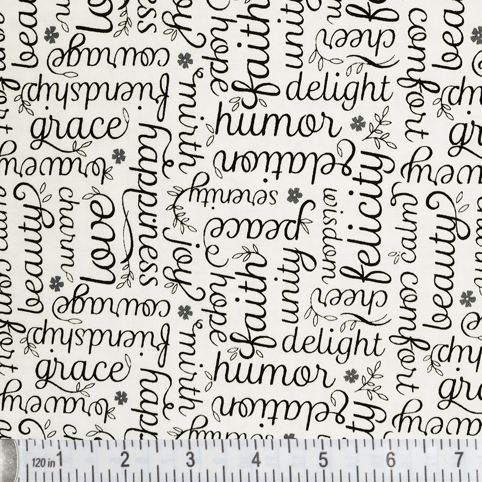 Botanica Fabric Collection - Script Black/White - Image 2