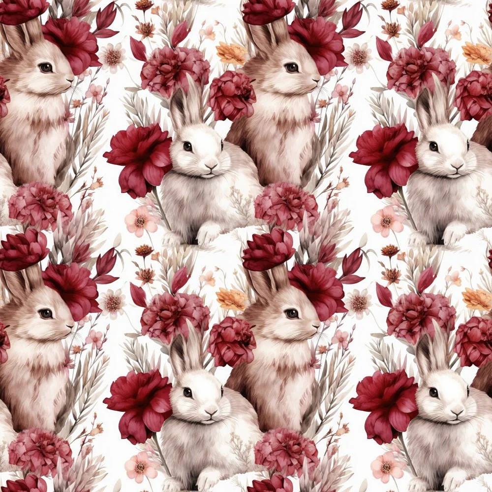 Bunnies & Floral Fabric