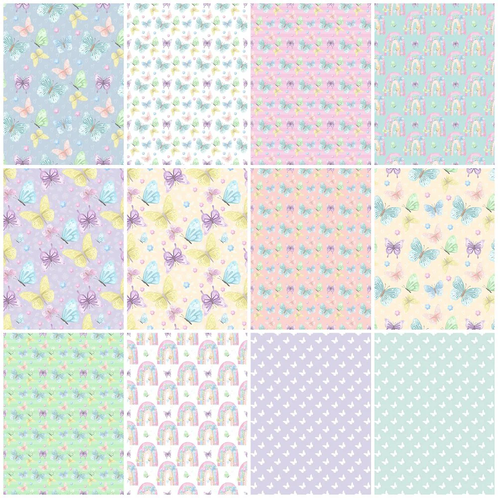 Butterflies & Rainbows Fat Quarter Bundle - 12 Pieces