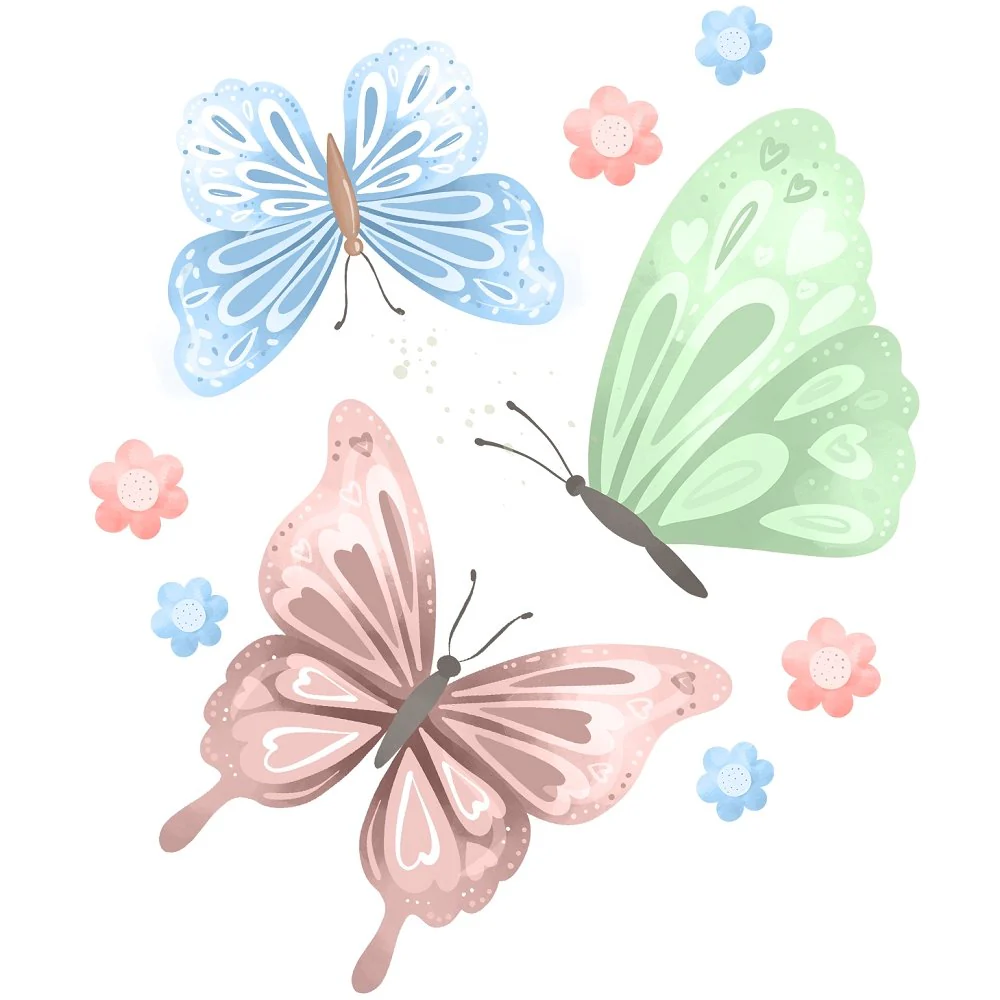 Butterflies & Rainbows Scene #1 Fabric Panel